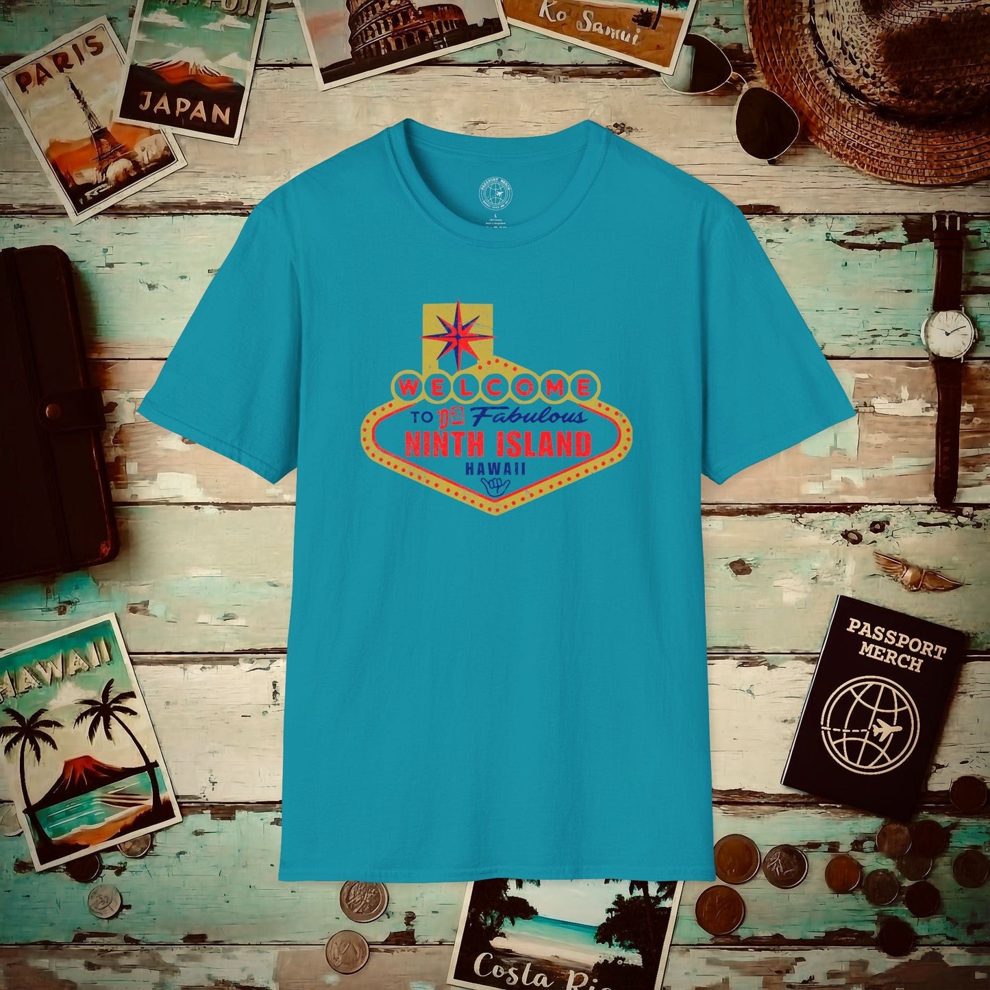 Da Fabulous Ninth Island, Hawaii (and Nevada) T-Shirt Tropical Blue / S