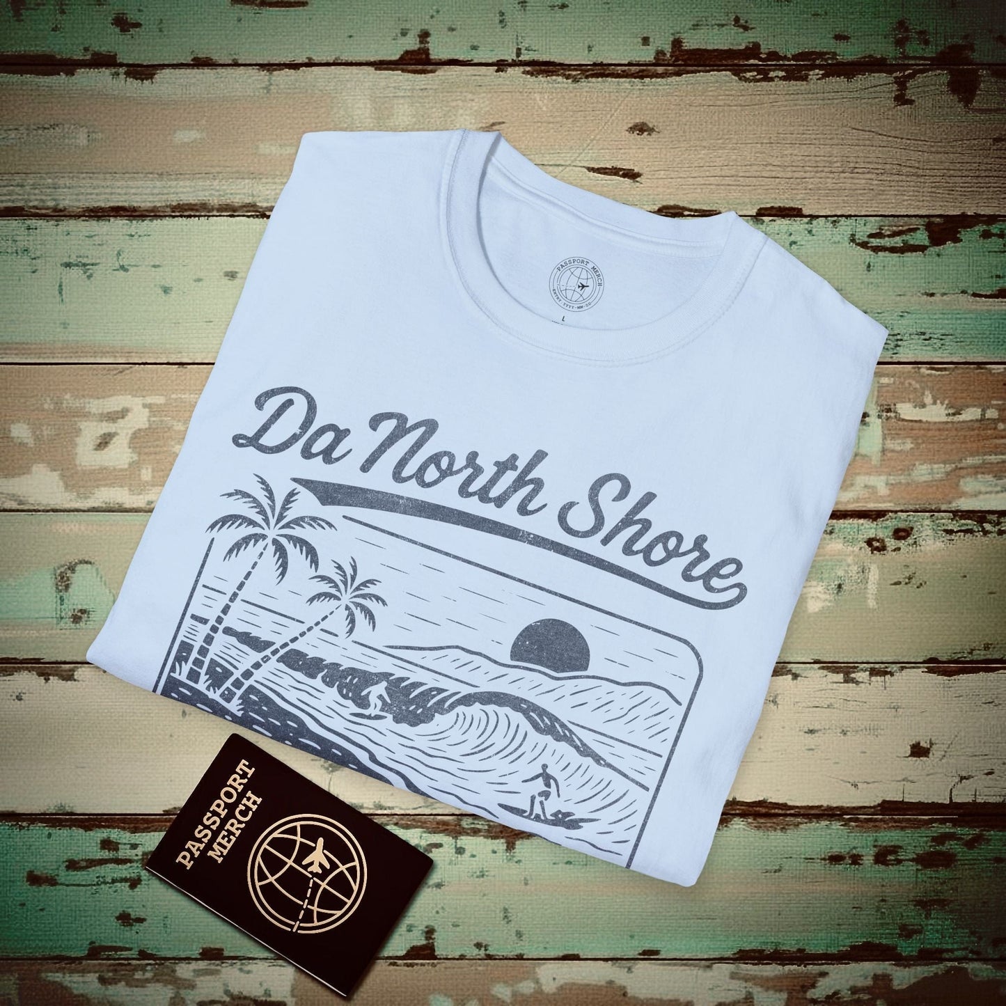 Da North Shore - Da Kine Big Waves, Hawaii T-Shirt Light Blue / S