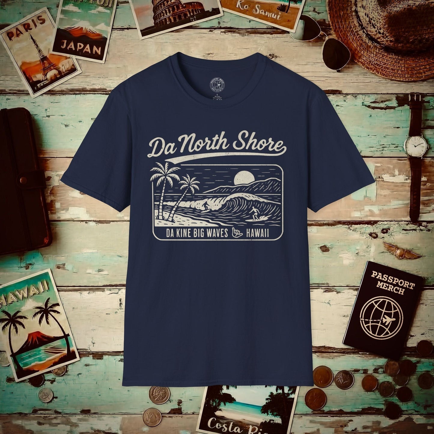 Da North Shore - Da Kine Big Waves, Hawaii T-Shirt Navy / S