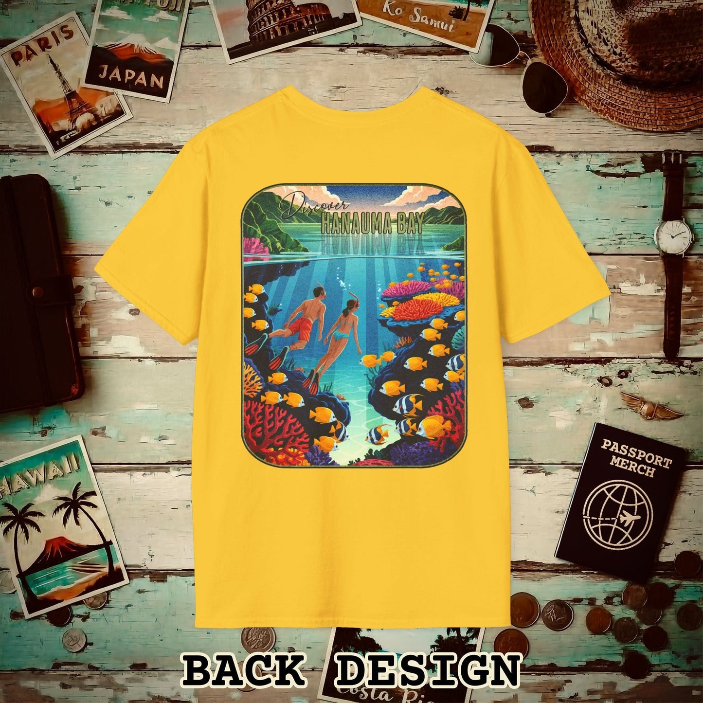 Discover Hanauma Bay, Hawaii, Back Print T-Shirt Daisy / S