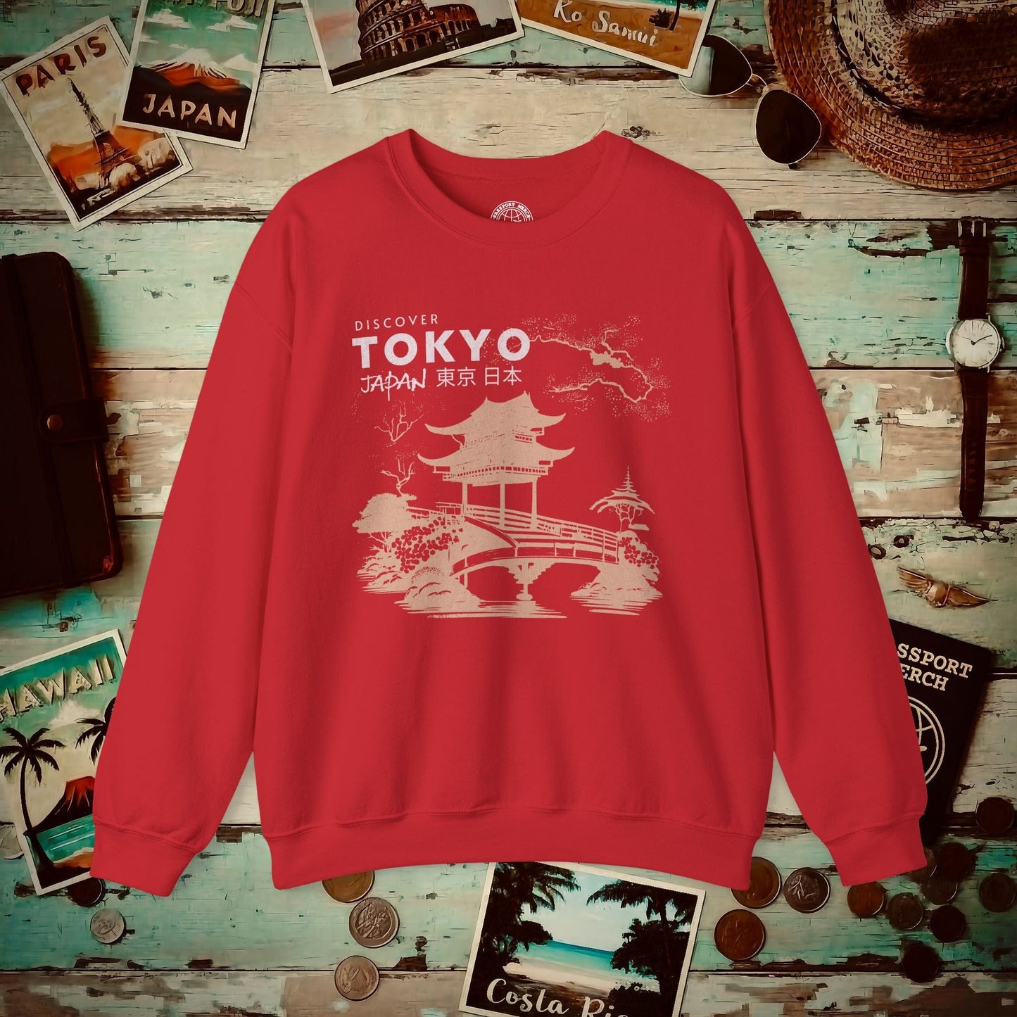 Discover Tokyo Japan Crewneck Red / S