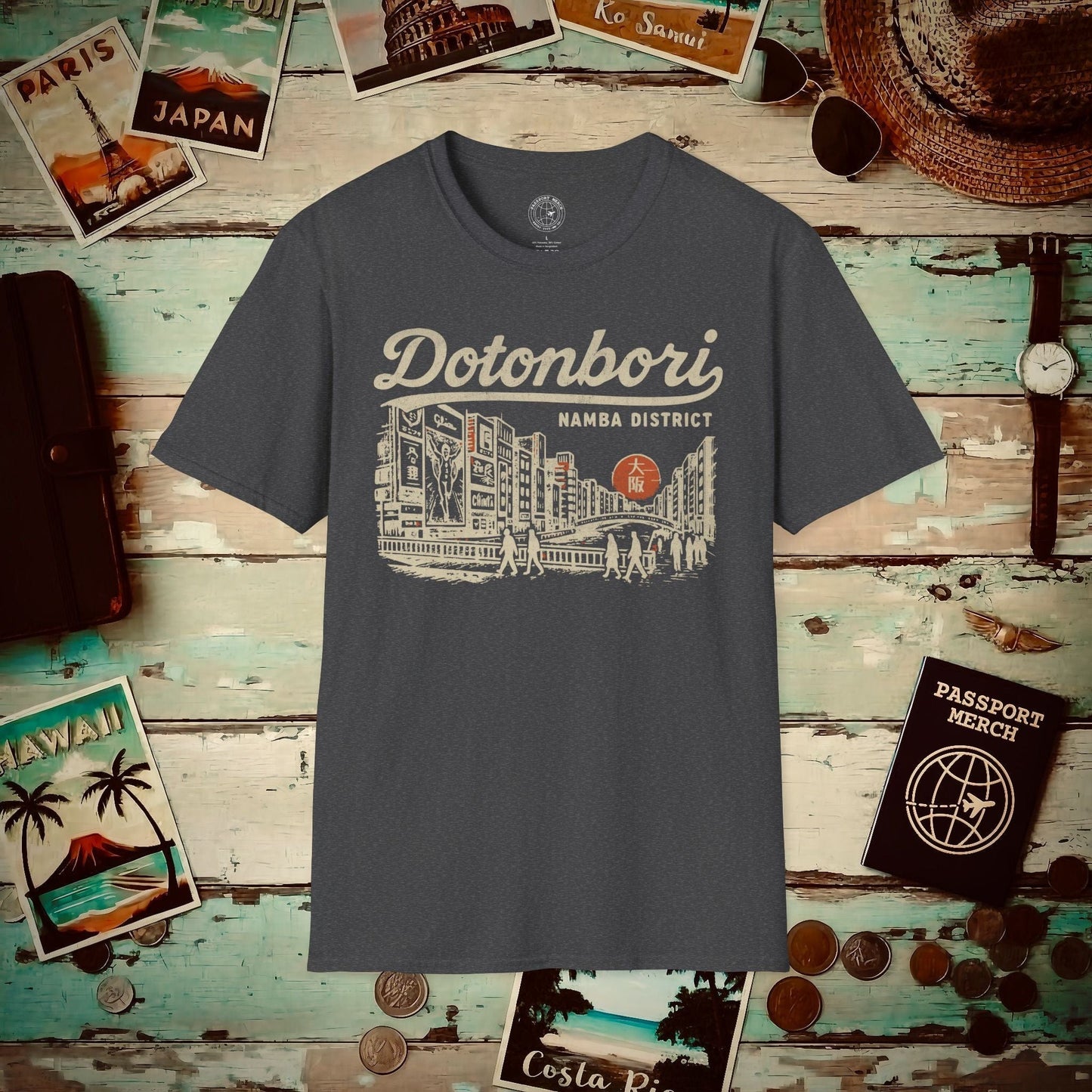 Dotonbori Osaka Japan (Vintage Urban) T-Shirt Dark Heather / S