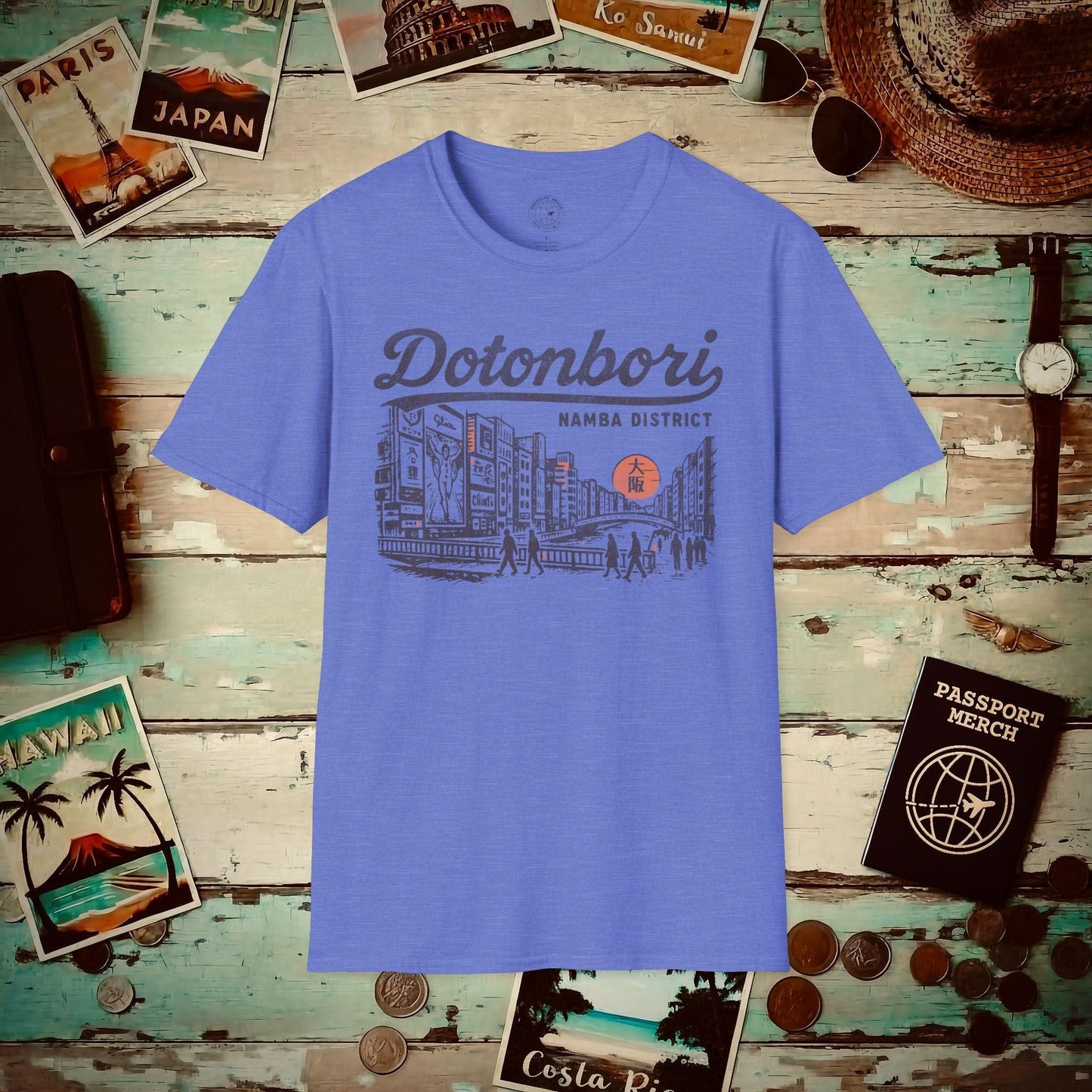 Dotonbori Osaka Japan (Vintage Urban) T-Shirt Heather Royal / S