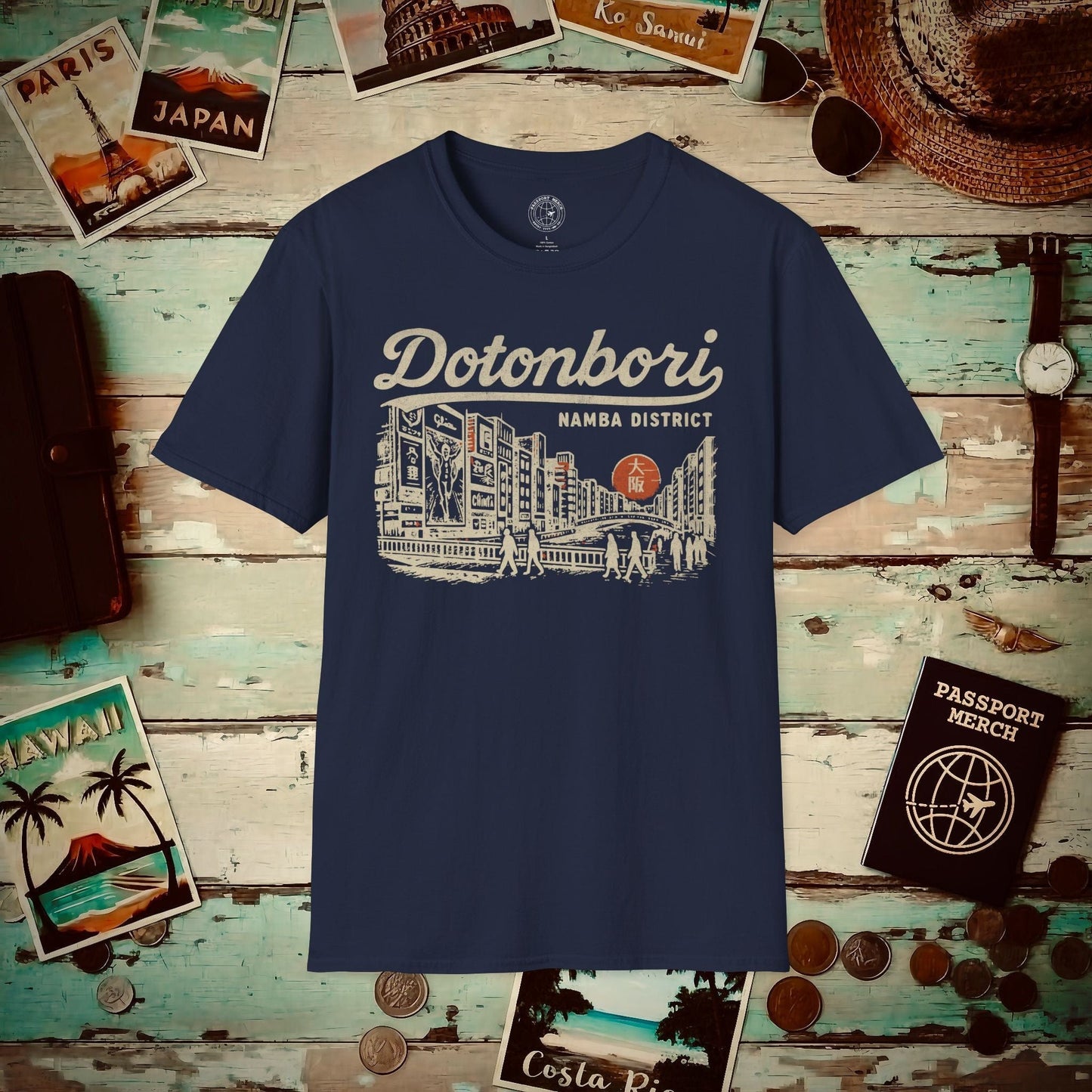 Dotonbori Osaka Japan (Vintage Urban) T-Shirt Navy / S