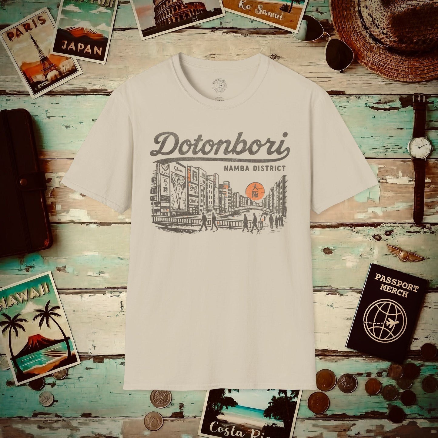 Dotonbori Osaka Japan (Vintage Urban) T-Shirt Sand / S