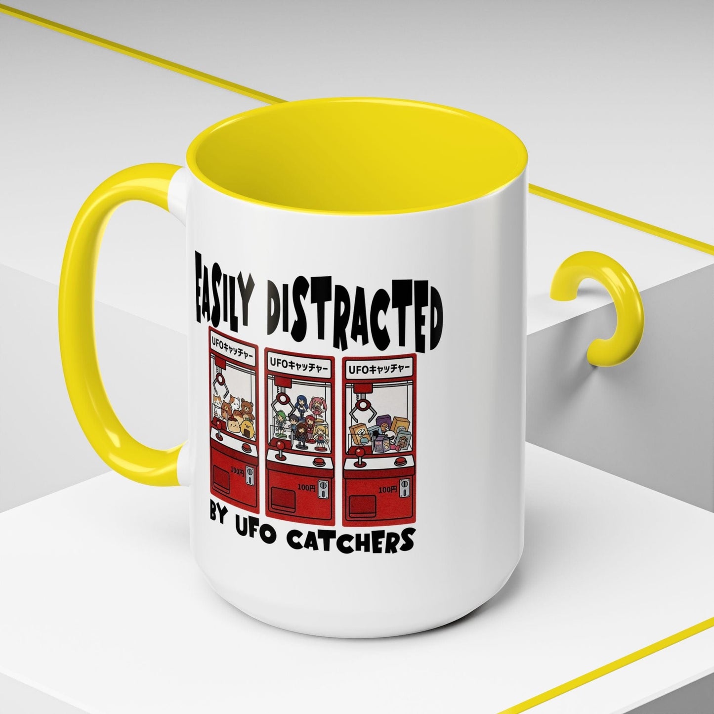Easily Distracted by UFO Catchers, Japan 15oz Mug Yellow / 15oz