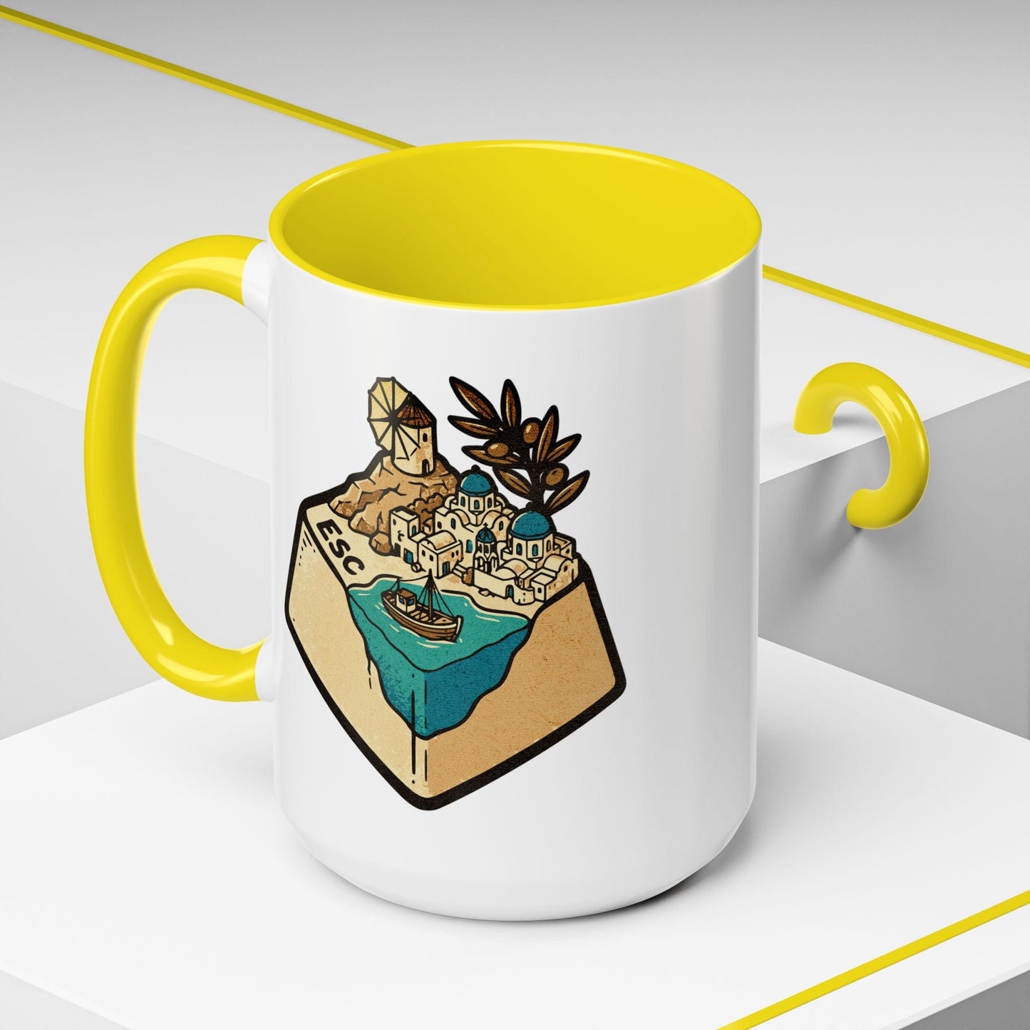 Escape Key To... Greece 15oz Mug Yellow / 15oz