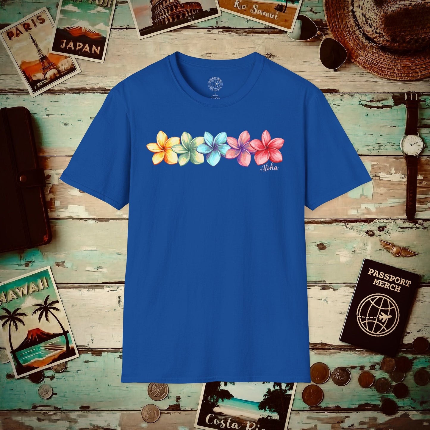 Five Vibrant Plumerias, Hawaii T-Shirt Royal / S