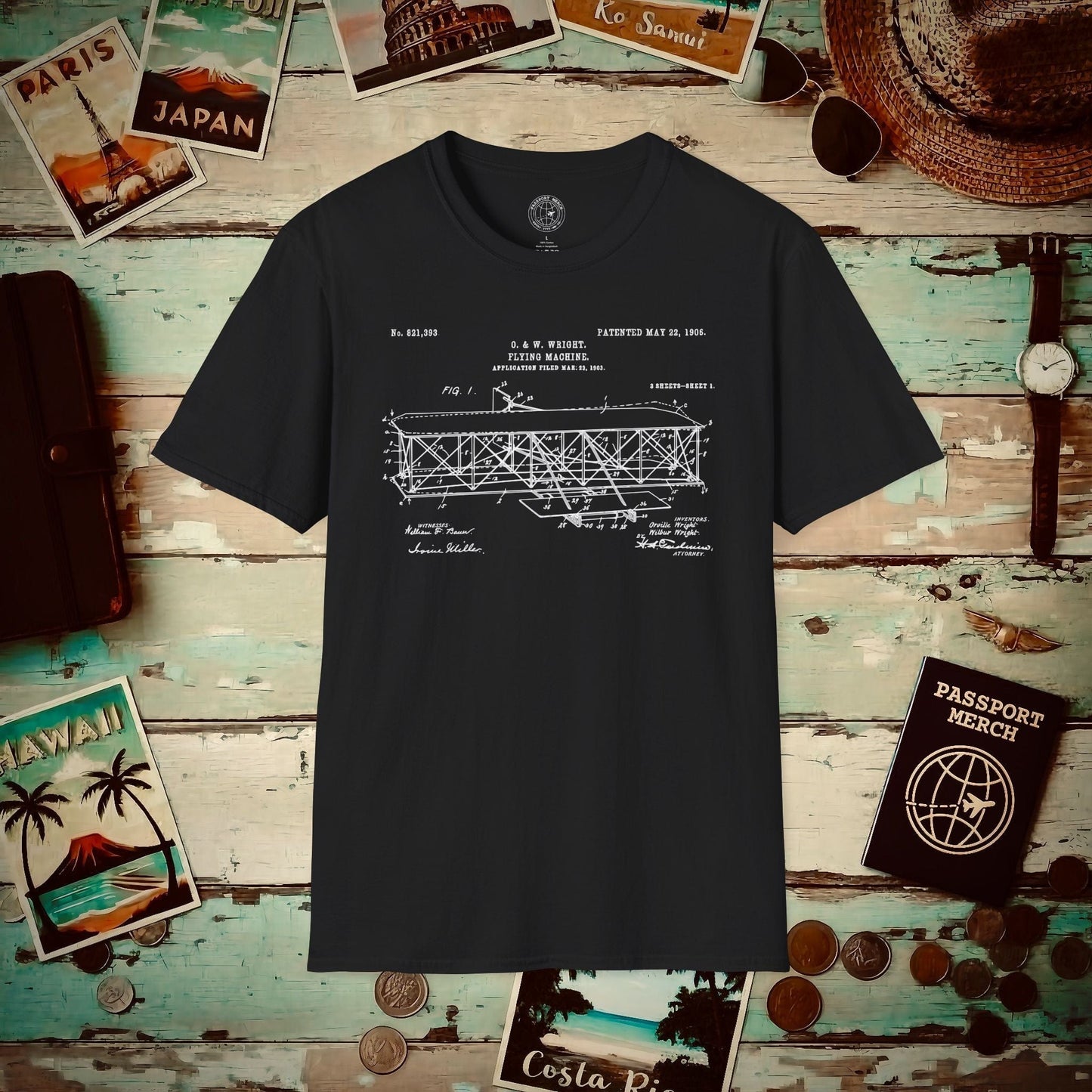 Flying Machine, Patent No. 821,393 T-Shirt Black / S