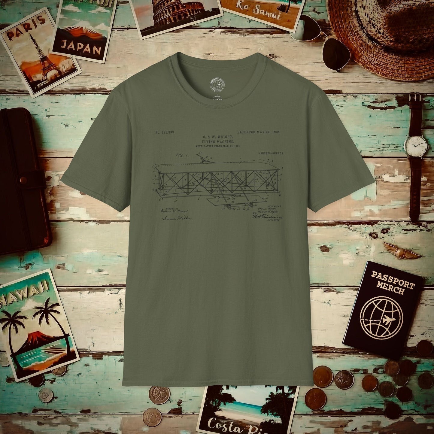Flying Machine, Patent No. 821,393 T-Shirt Military Green / S