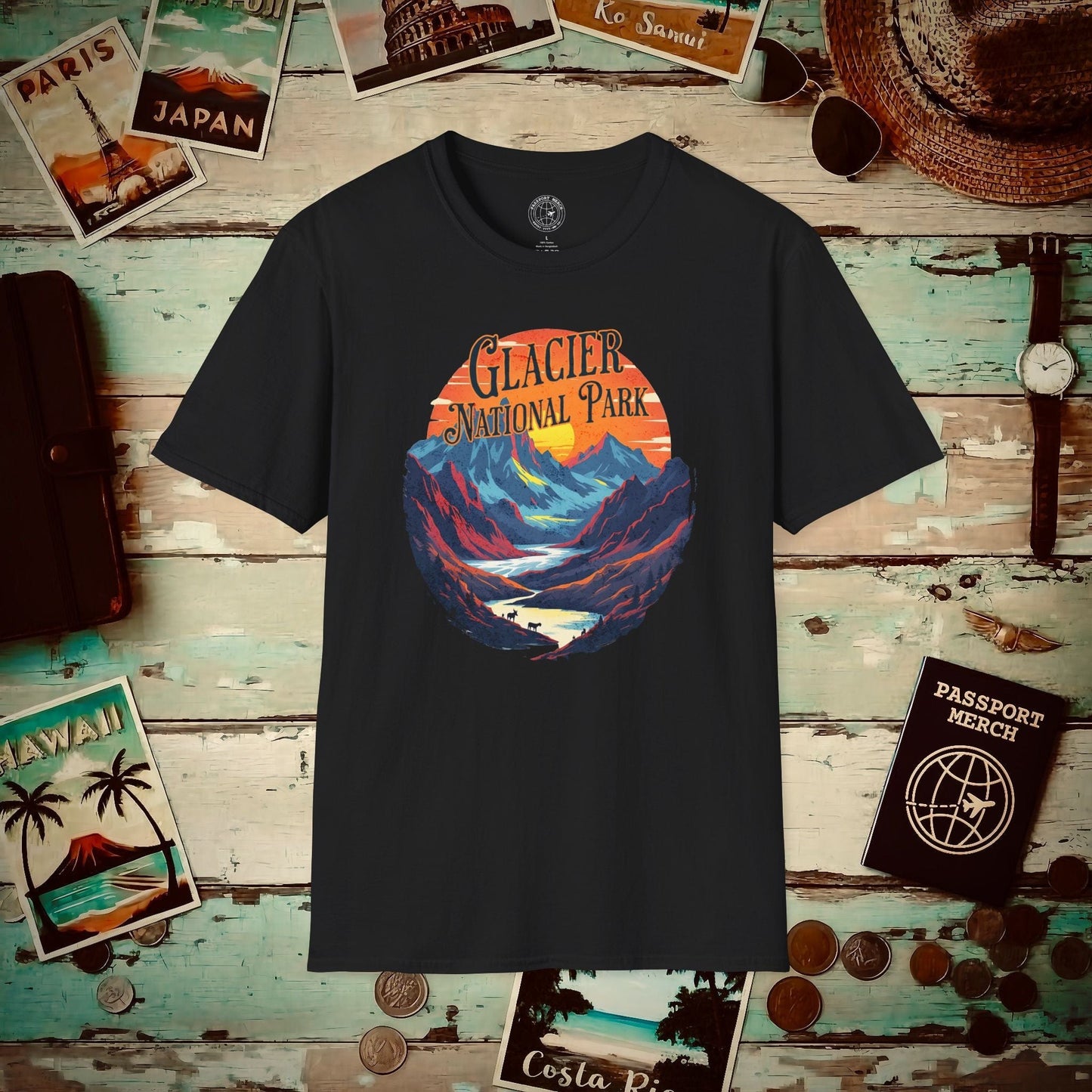 Glacier National Park, Montana T-Shirt Black / S