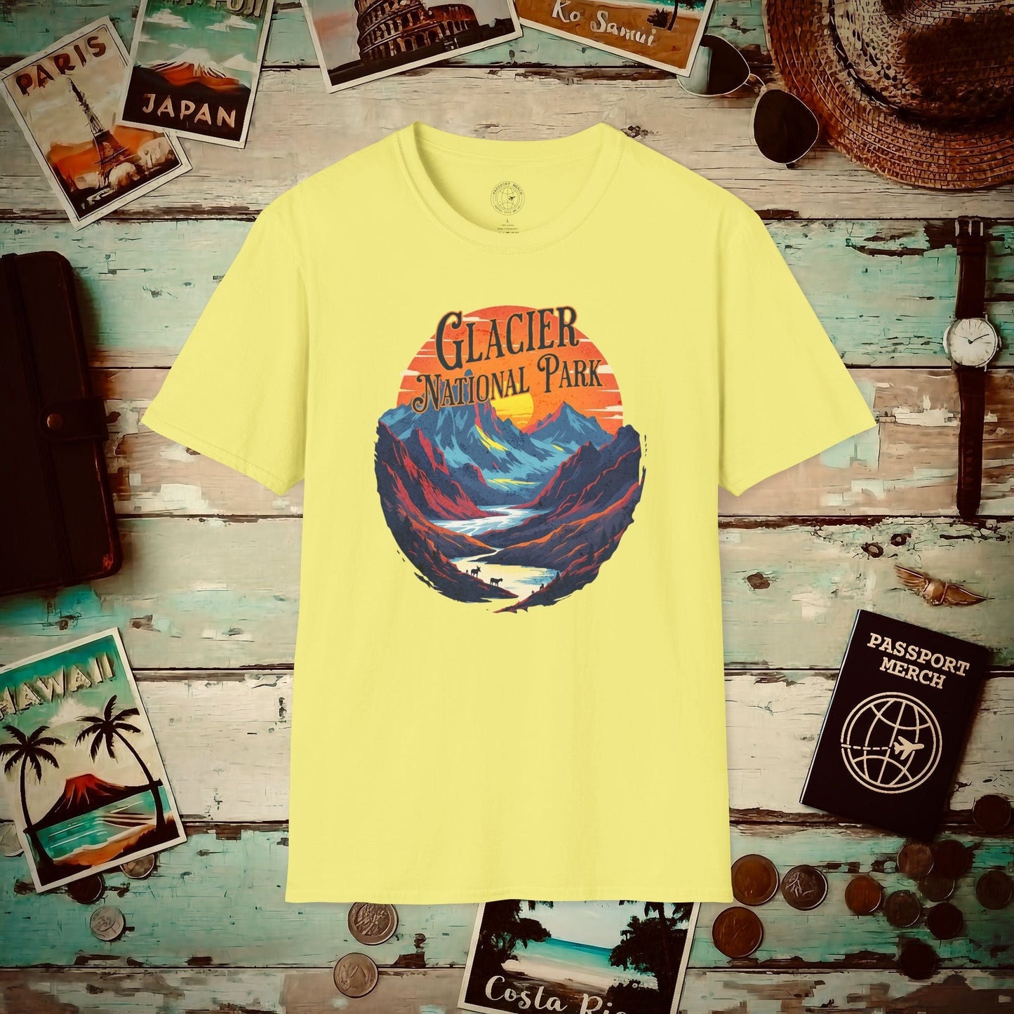 Glacier National Park, Montana T-Shirt Cornsilk / S