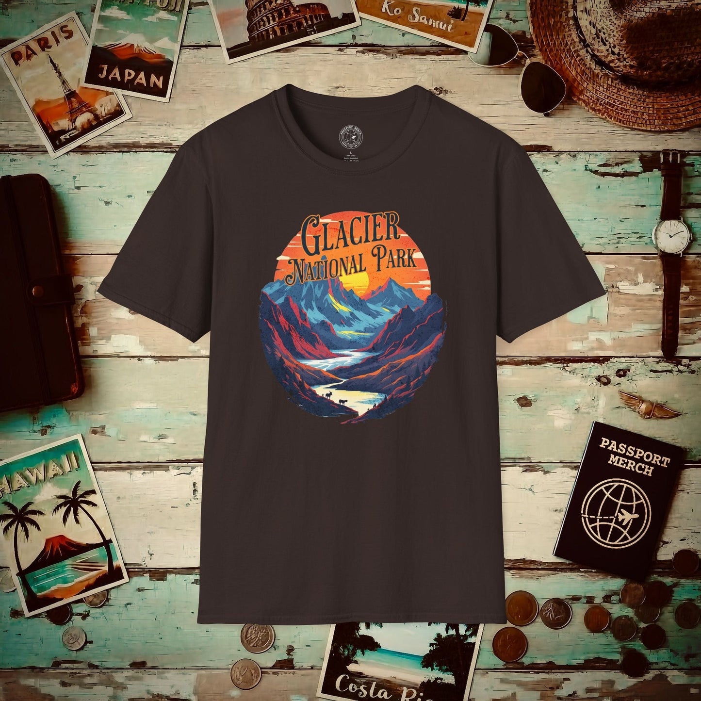 Glacier National Park, Montana T-Shirt Dark Chocolate / S