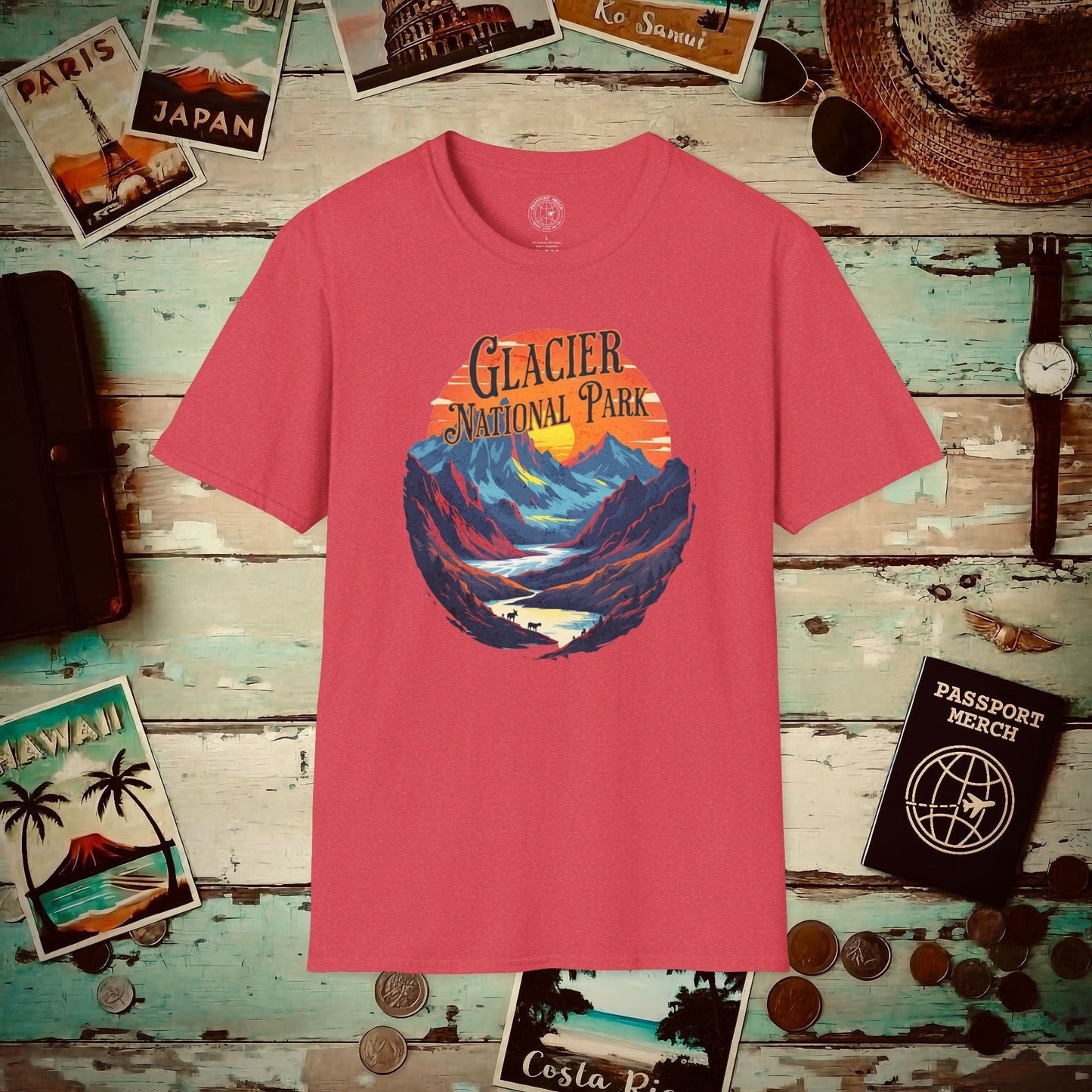 Glacier National Park, Montana T-Shirt Heather Red / S