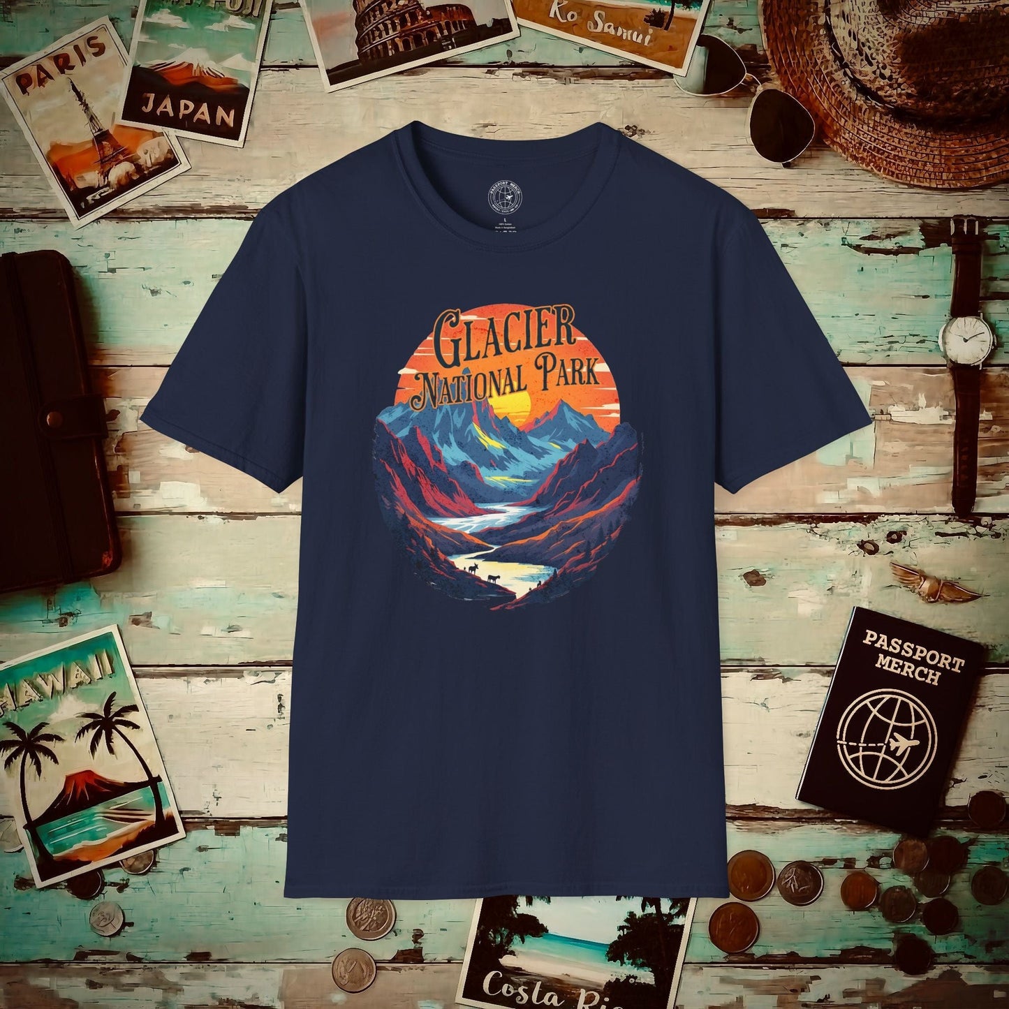 Glacier National Park, Montana T-Shirt Navy / S