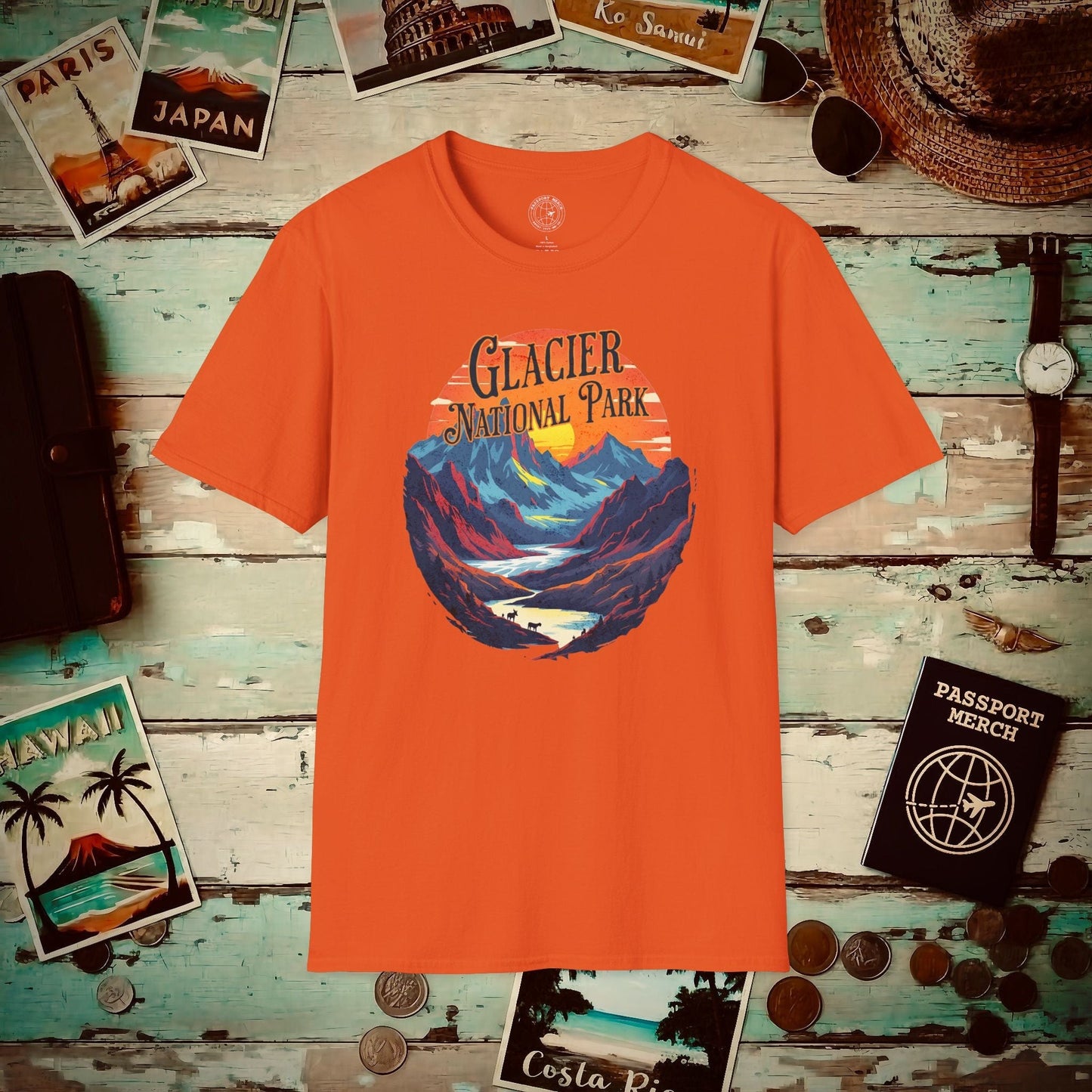 Glacier National Park, Montana T-Shirt Orange / S