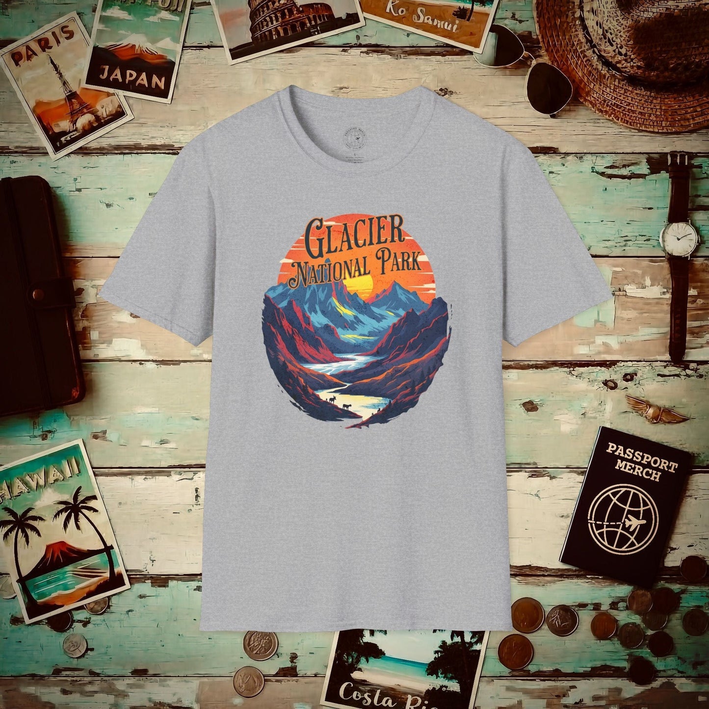 Glacier National Park, Montana T-Shirt Sport Grey / S