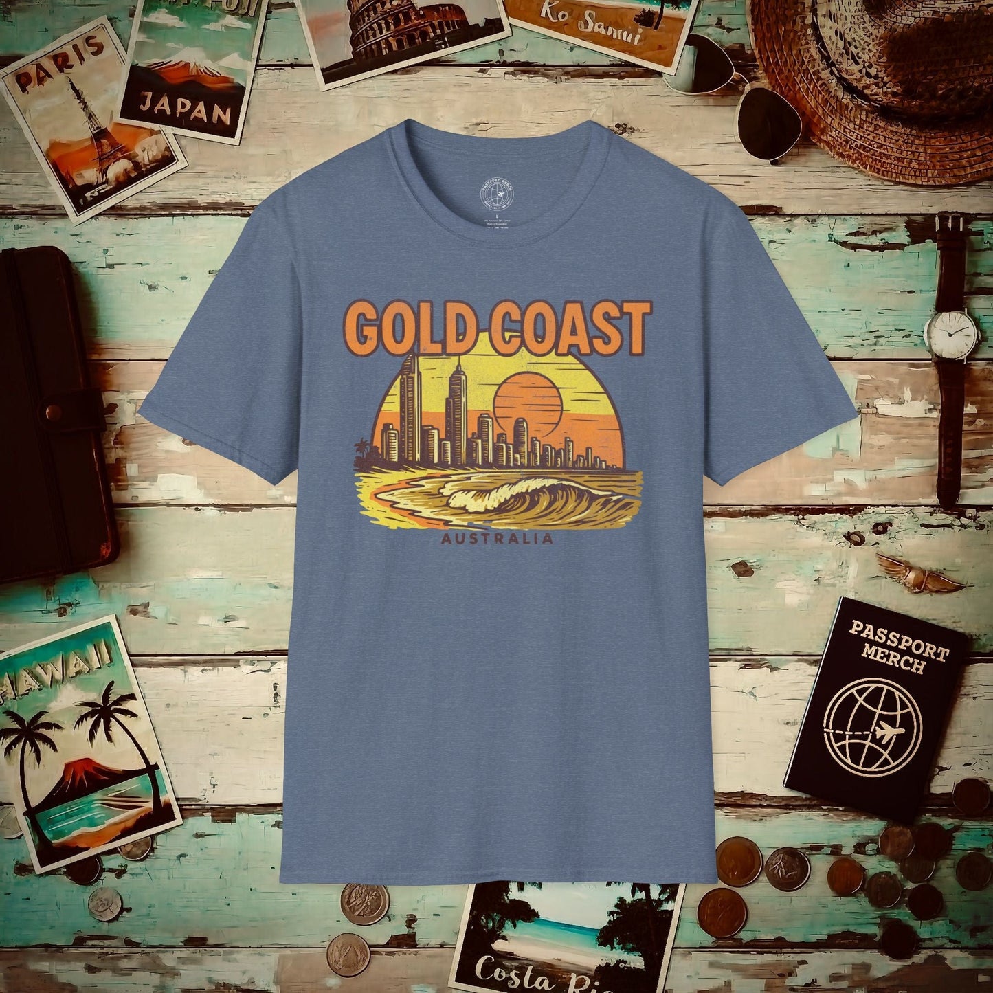Gold Coast, Australia - 80's Vintage T-Shirt Heather Indigo / S