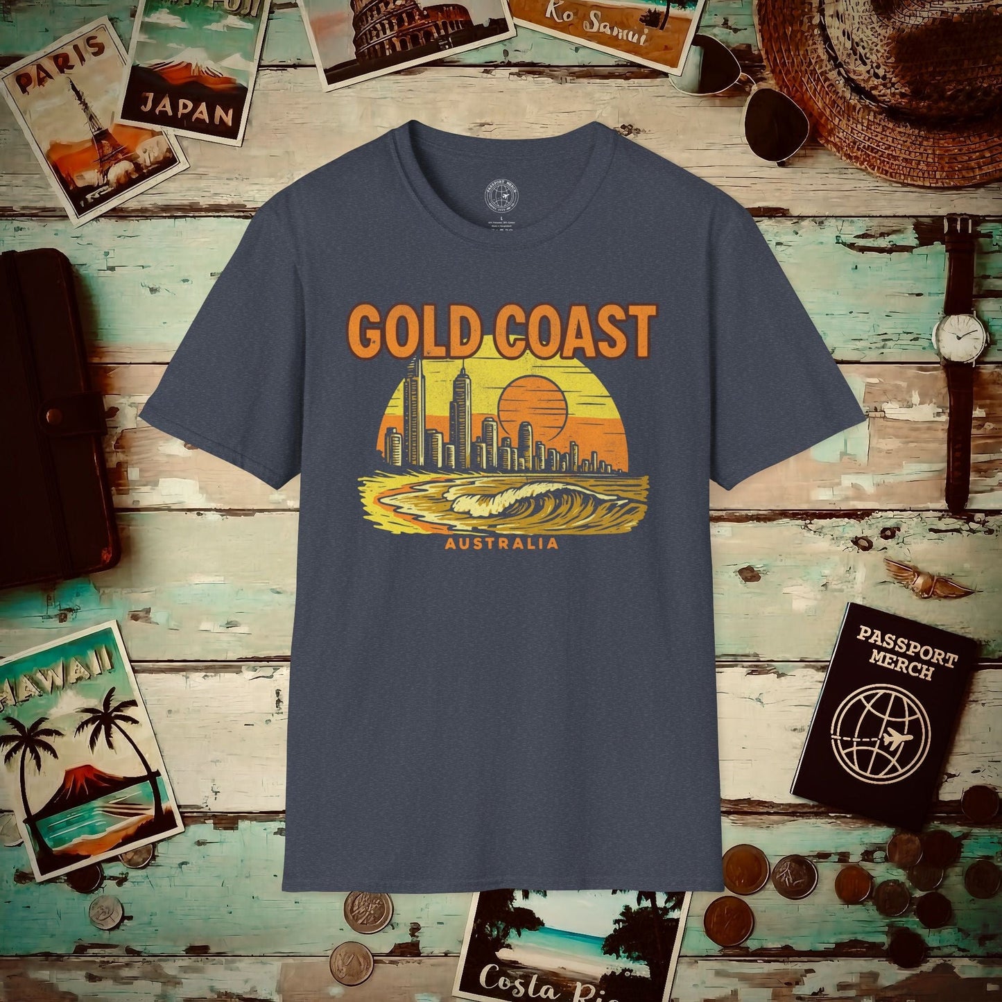 Gold Coast, Australia - 80's Vintage T-Shirt Heather Navy / S