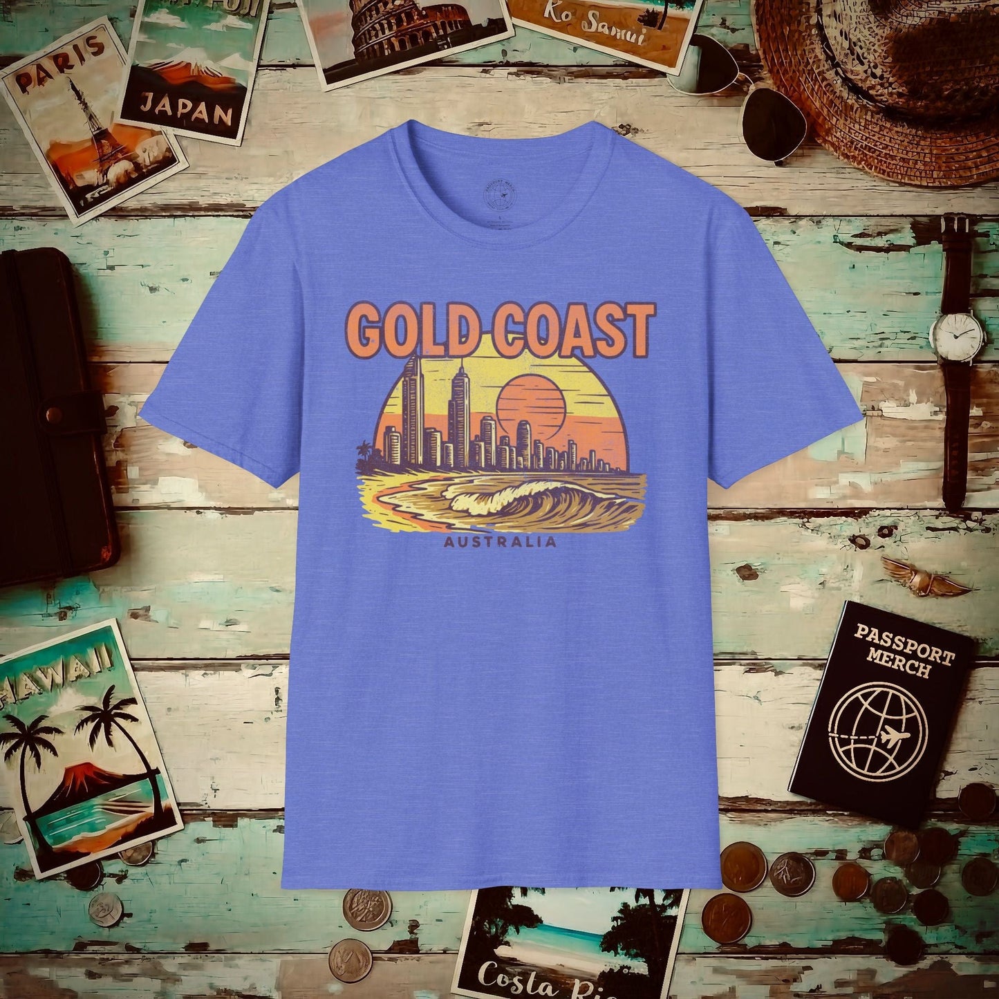 Gold Coast, Australia - 80's Vintage T-Shirt Heather Royal / S
