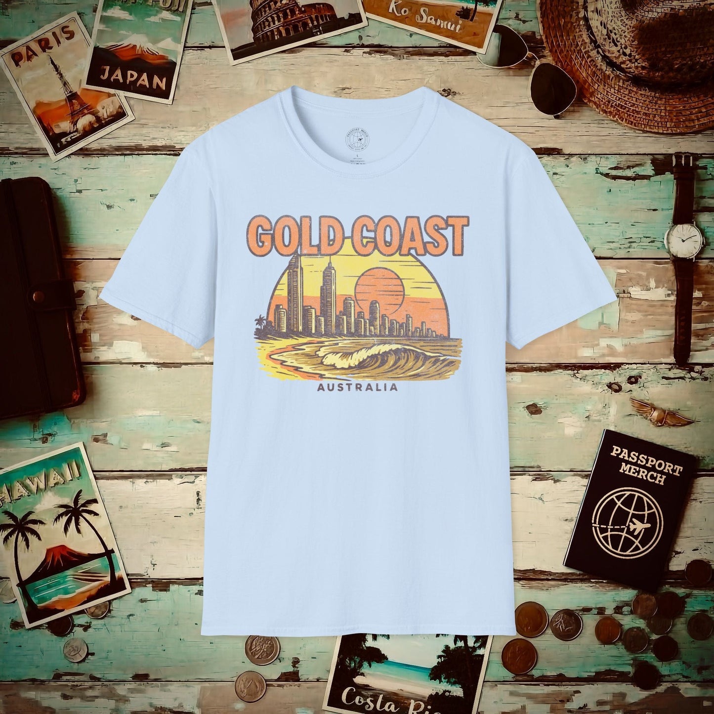 Gold Coast, Australia - 80's Vintage T-Shirt Light Blue / S