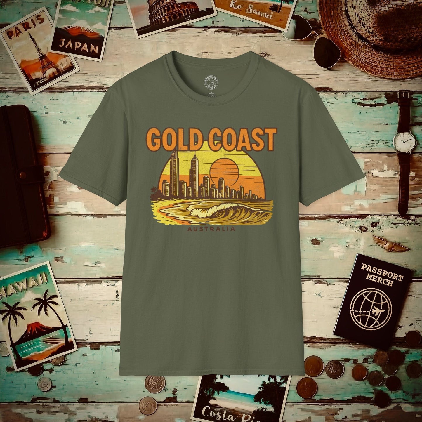 Gold Coast, Australia - 80's Vintage T-Shirt Military Green / S