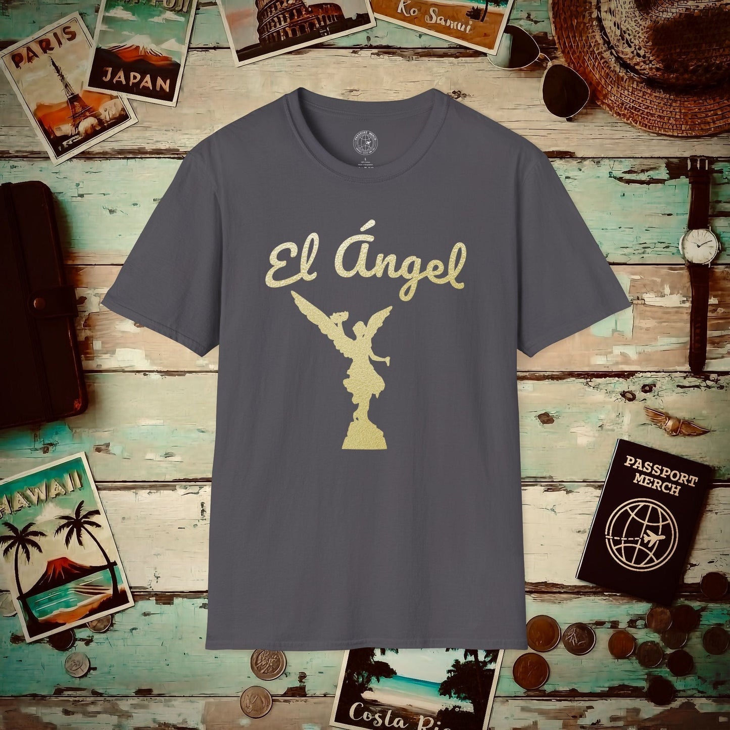 Golden Angel of Independence Mexico City T-Shirt Charcoal / S