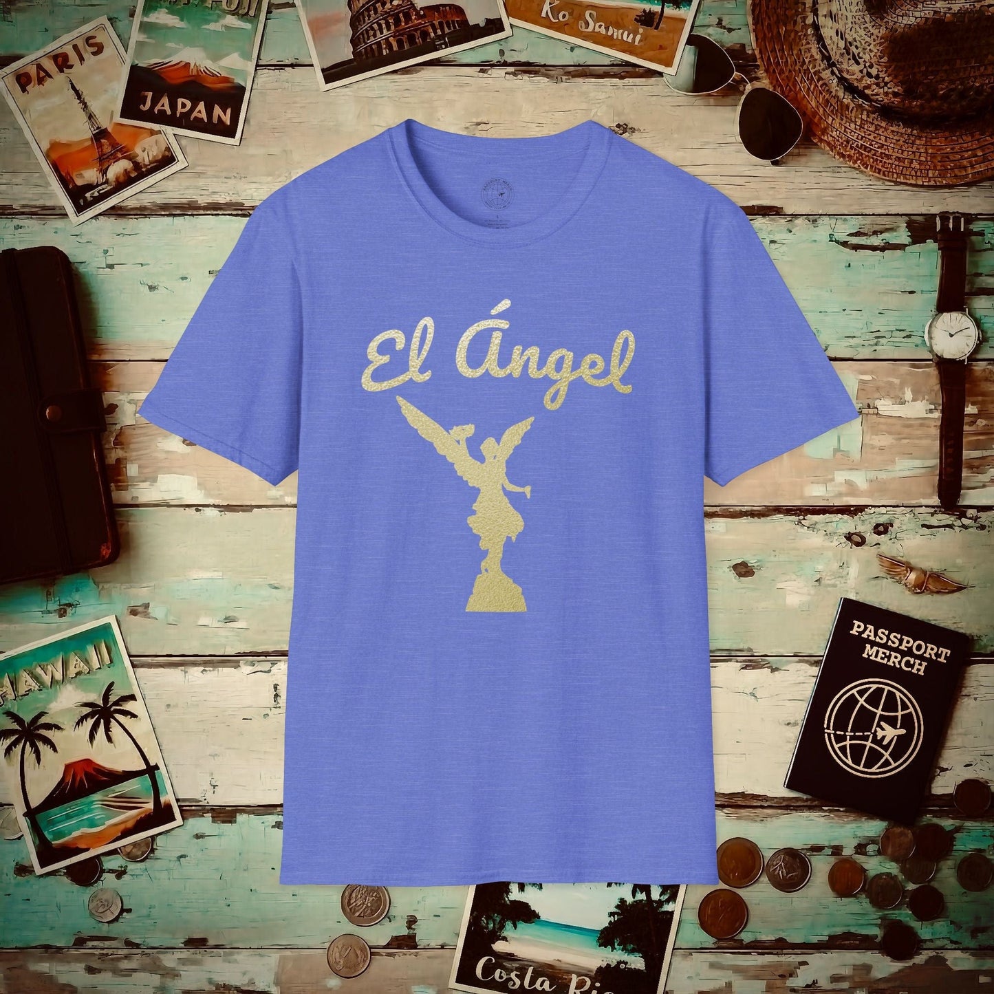 Golden Angel of Independence Mexico City T-Shirt Heather Royal / S