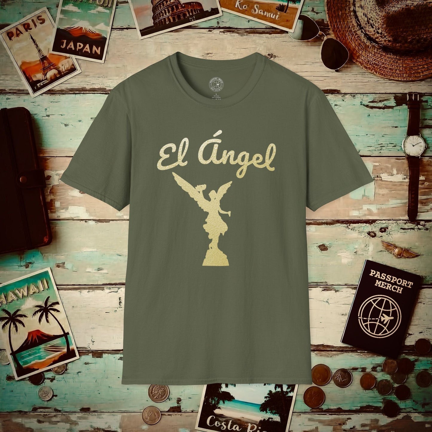 Golden Angel of Independence Mexico City T-Shirt Military Green / S