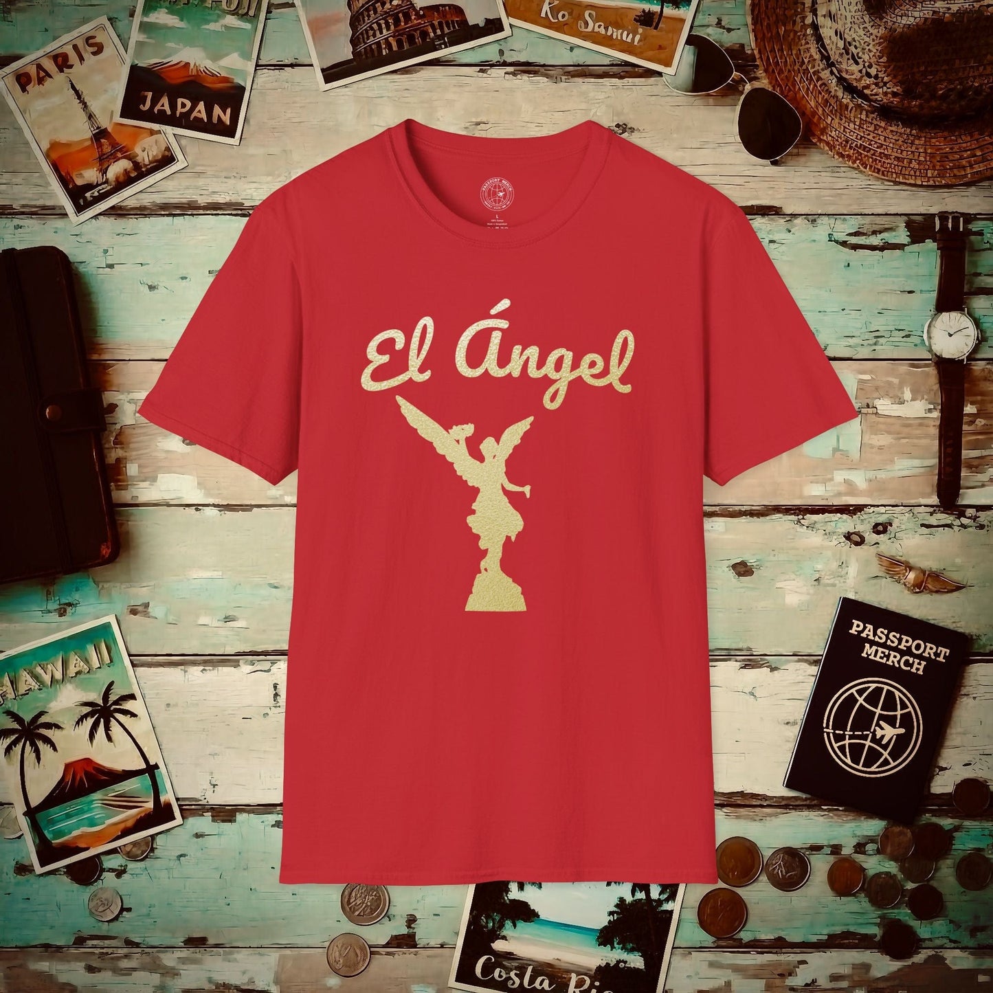 Golden Angel of Independence Mexico City T-Shirt Red / S