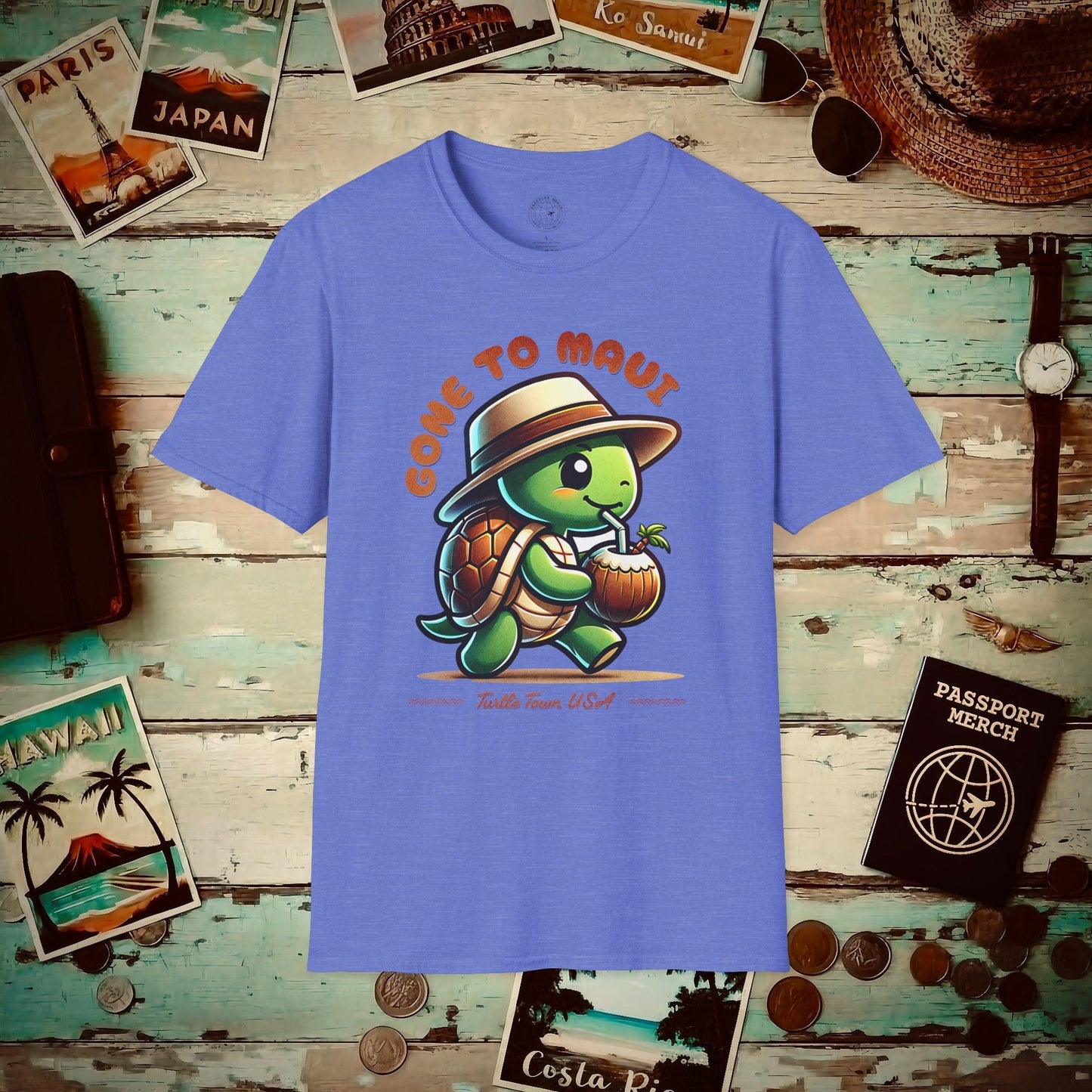Gone to Maui, Turtle Town Hawaii T-Shirt Heather Royal / S