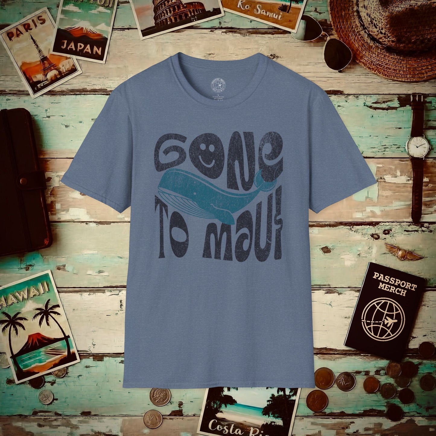 Gone to Maui, Whale Season, Hawaii T-Shirt Heather Indigo / S