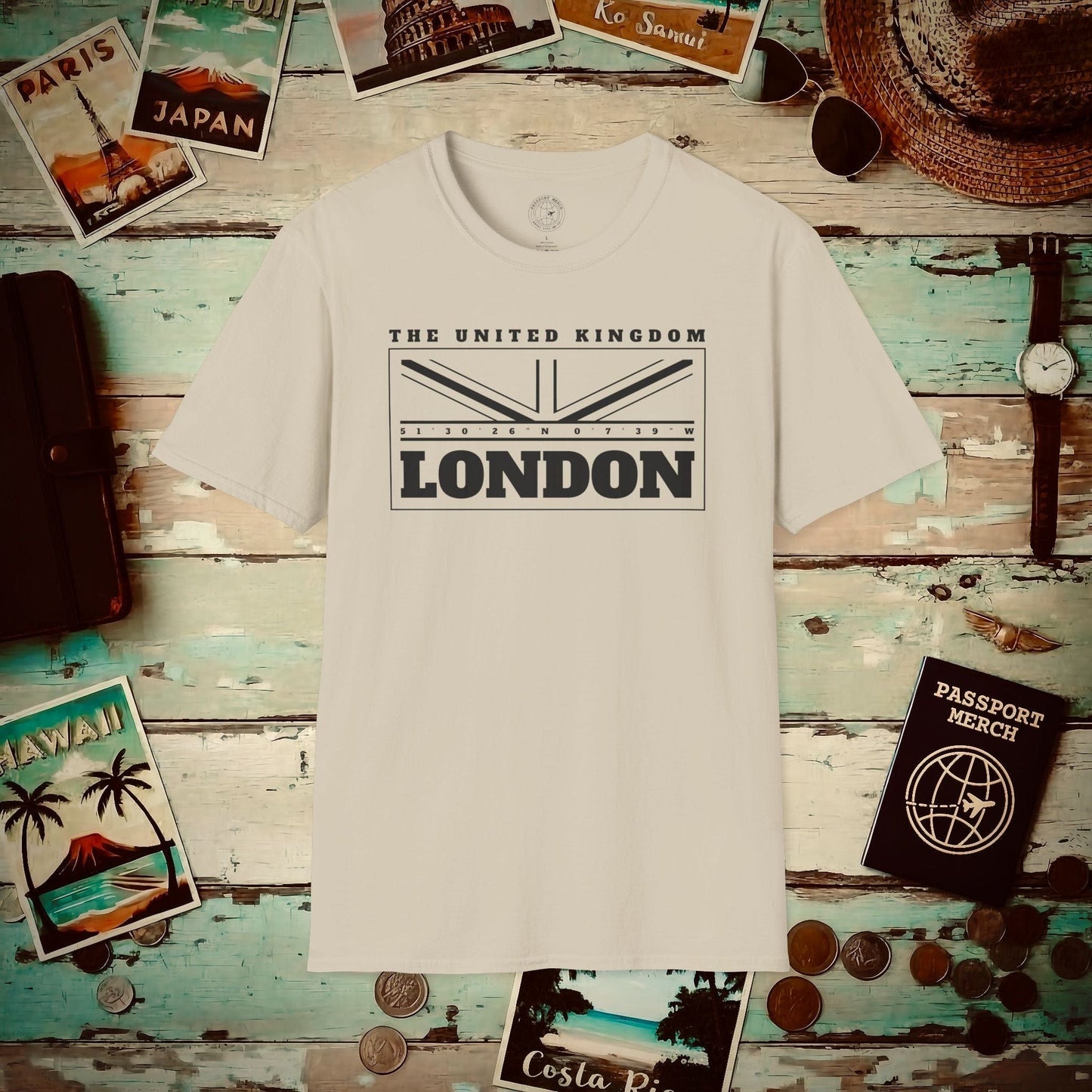 GPS Flag London England, UK T-Shirt Sand / S