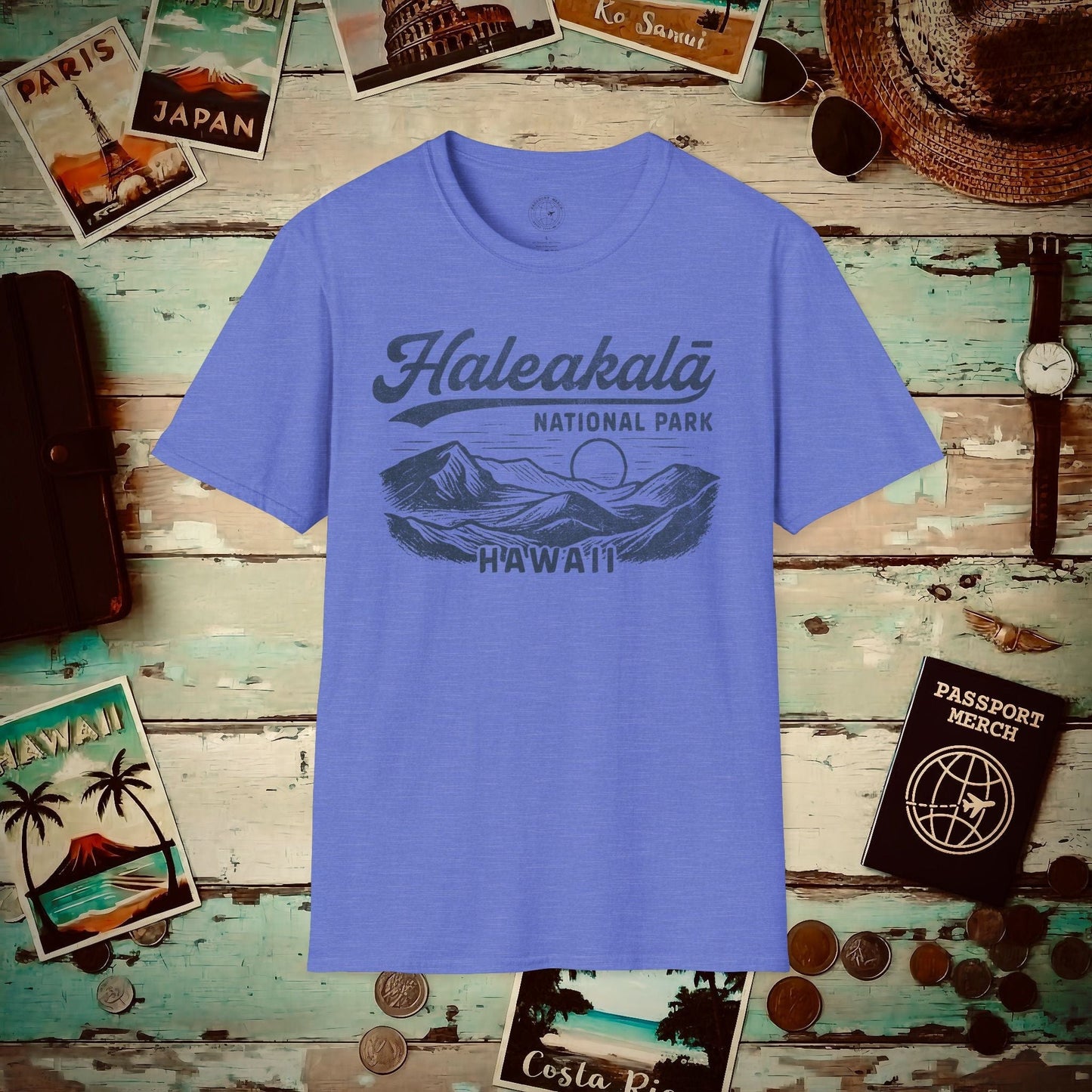 Haleakala National Park Vintage Monochrome, Hawaii T-Shirt Heather Royal / S