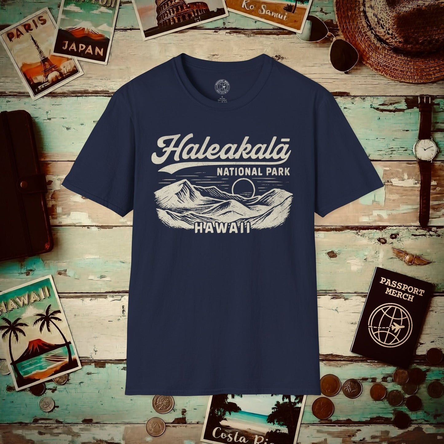 Haleakala National Park Vintage Monochrome, Hawaii T-Shirt Navy / S
