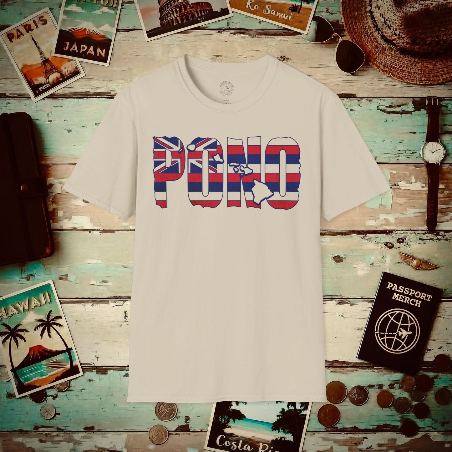 Hawaii Pono Letter Flag T-Shirt Sand / S
