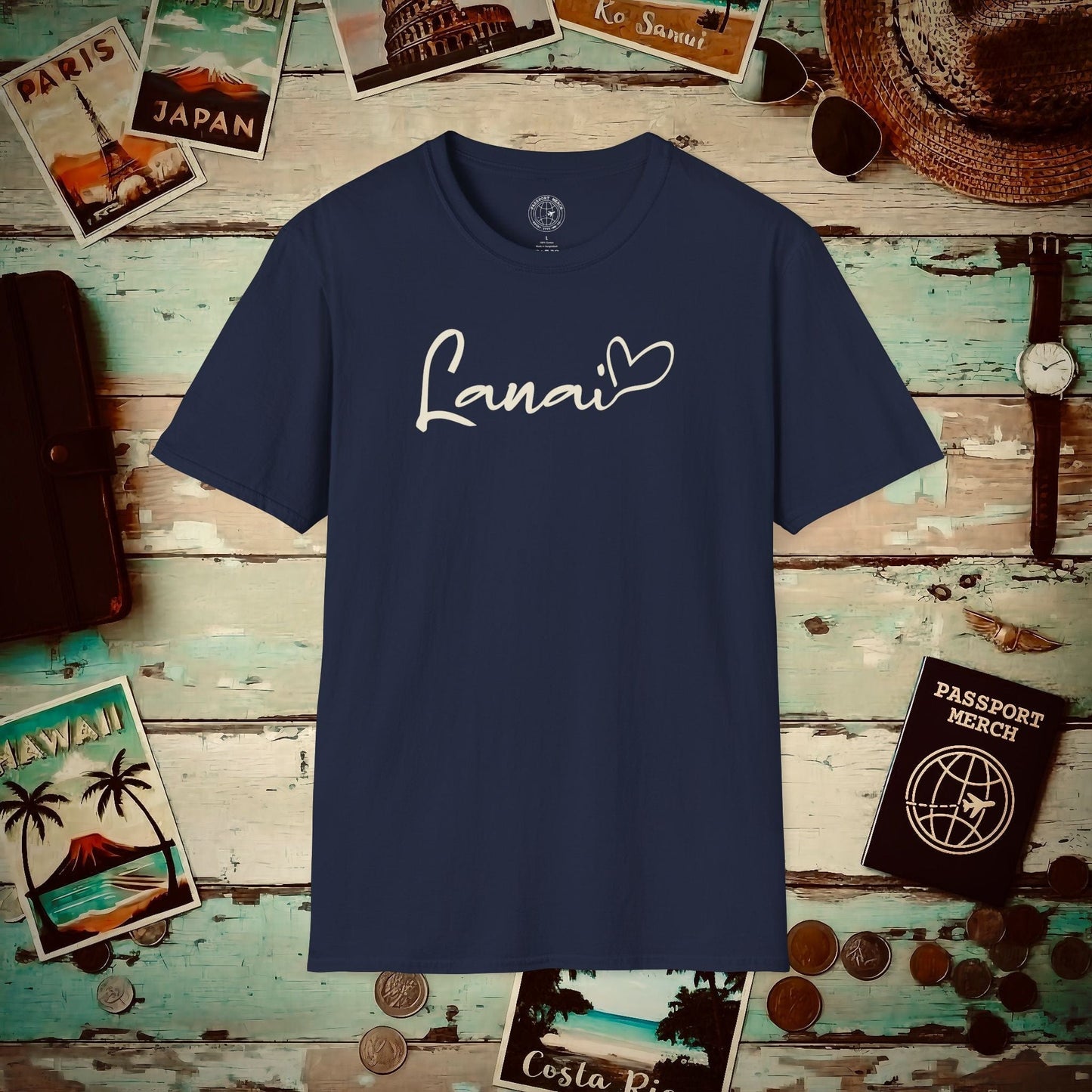 Heart Signature (Islands Edition), Lanai, Hawaii T-Shirt Navy / S