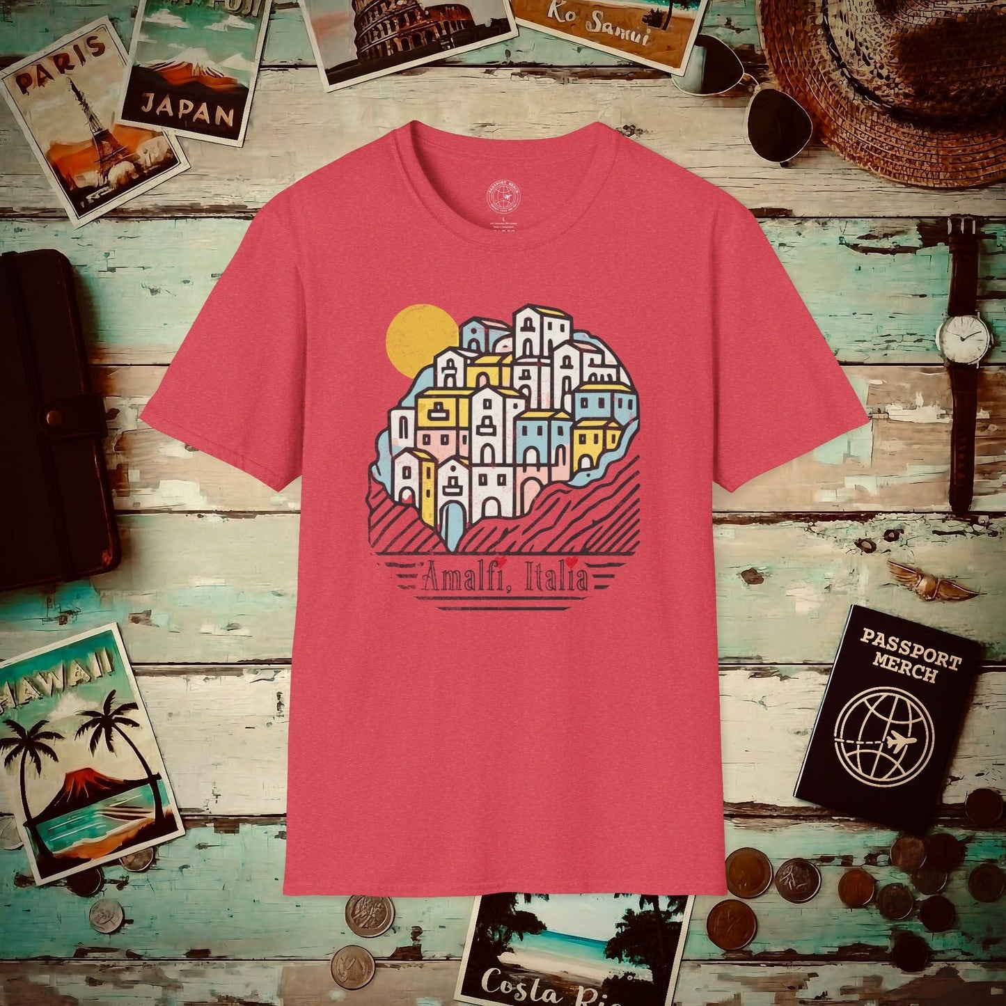 Hearts for Amalfi, Italy T-Shirt Heather Red / S