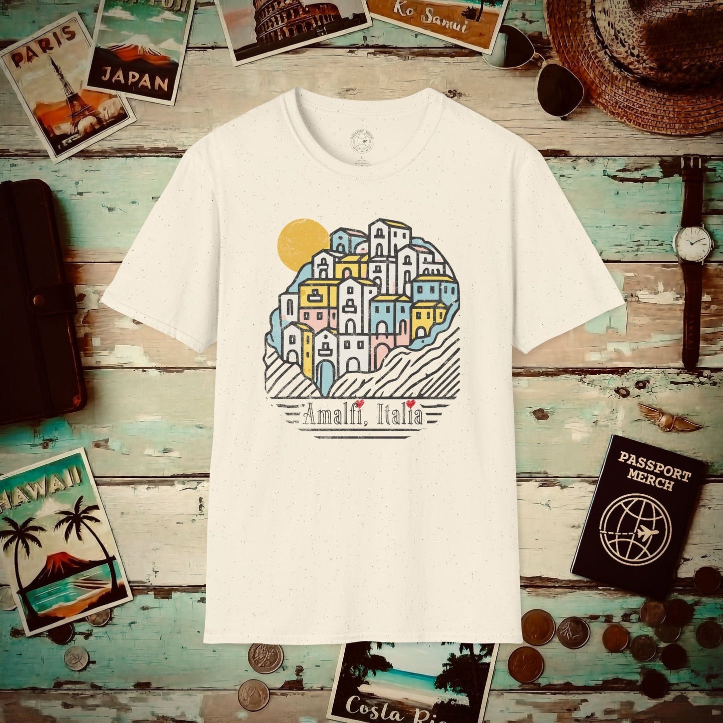 Hearts for Amalfi, Italy T-Shirt Natural / S