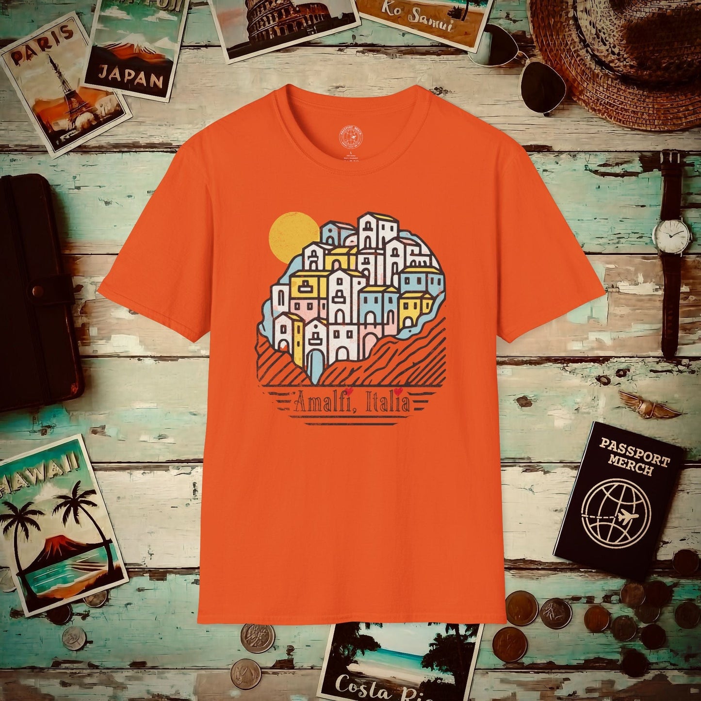 Hearts for Amalfi, Italy T-Shirt Orange / S