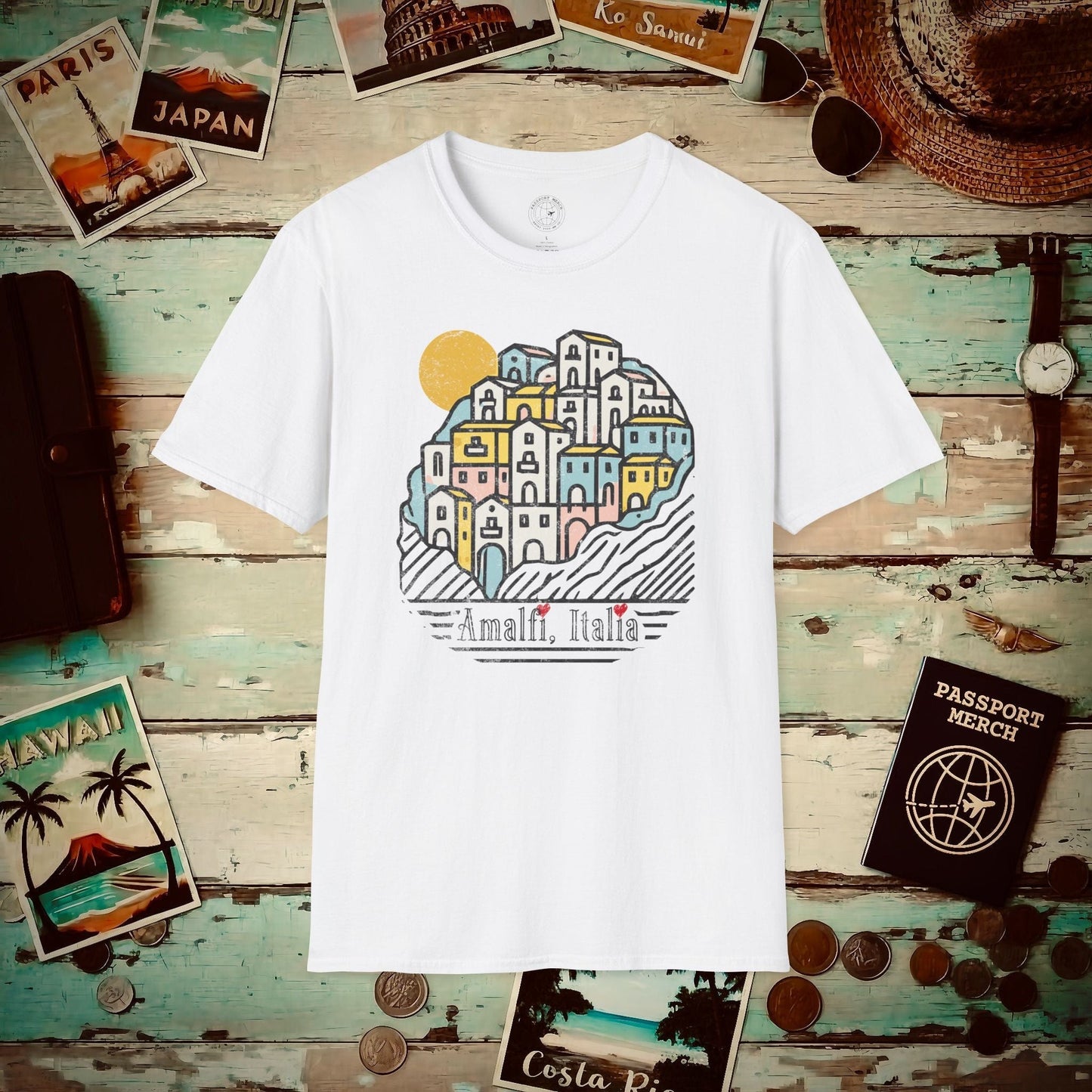 Hearts for Amalfi, Italy T-Shirt White / S