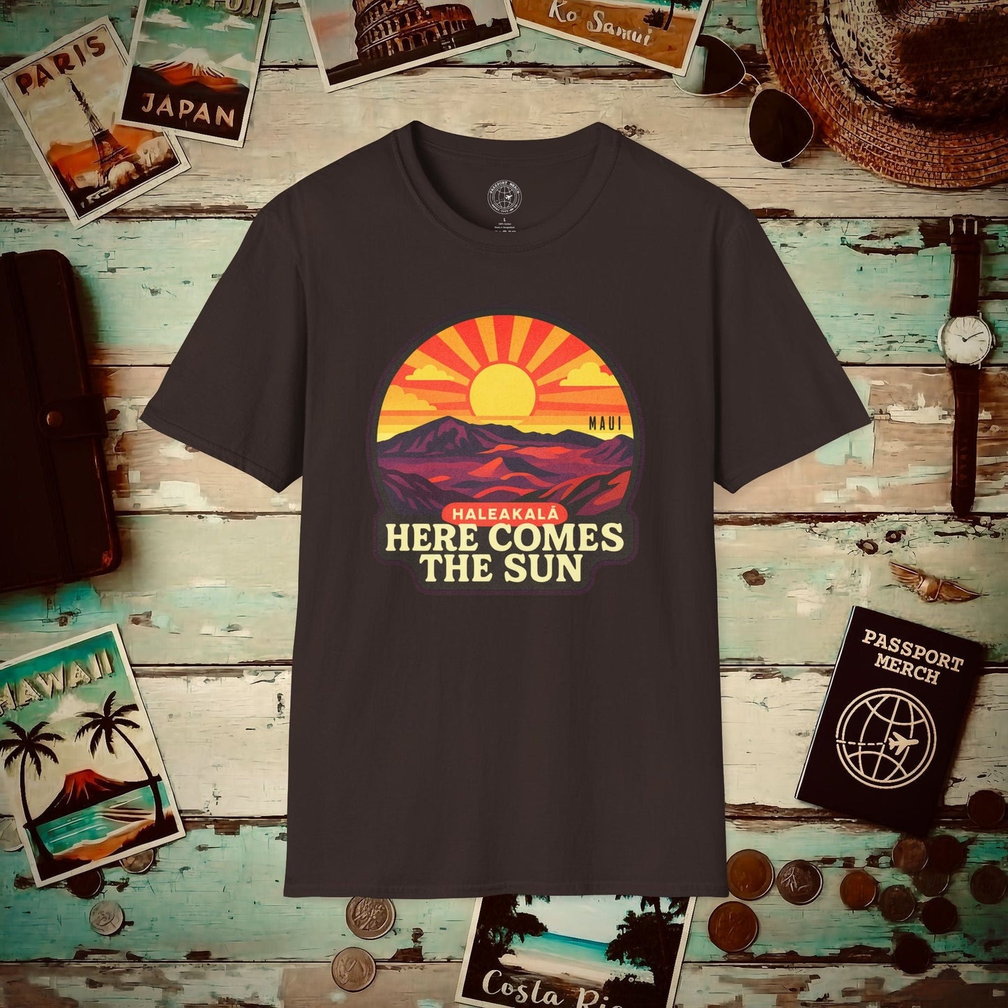 Here Comes the Sun, Haleakala, Maui, Hawaii T-Shirt Dark Chocolate / S