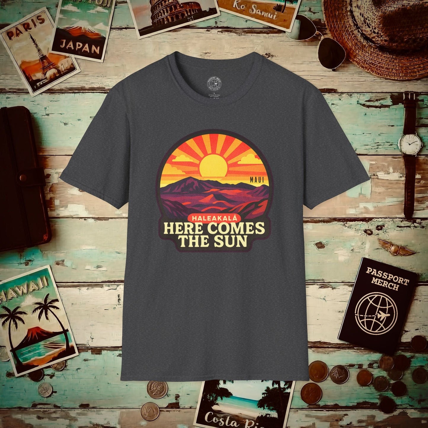 Here Comes the Sun, Haleakala, Maui, Hawaii T-Shirt Dark Heather / S