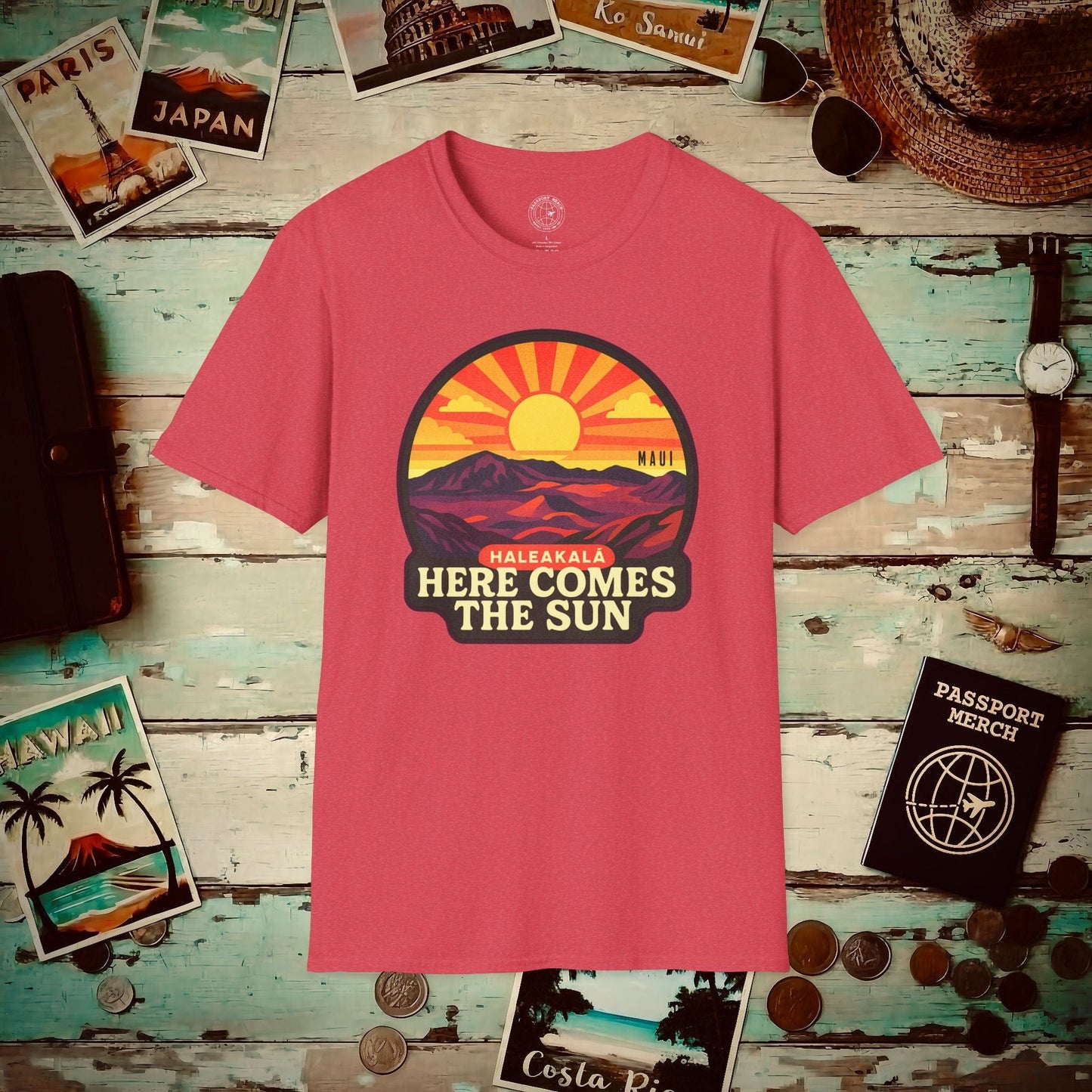 Here Comes the Sun, Haleakala, Maui, Hawaii T-Shirt Heather Red / S