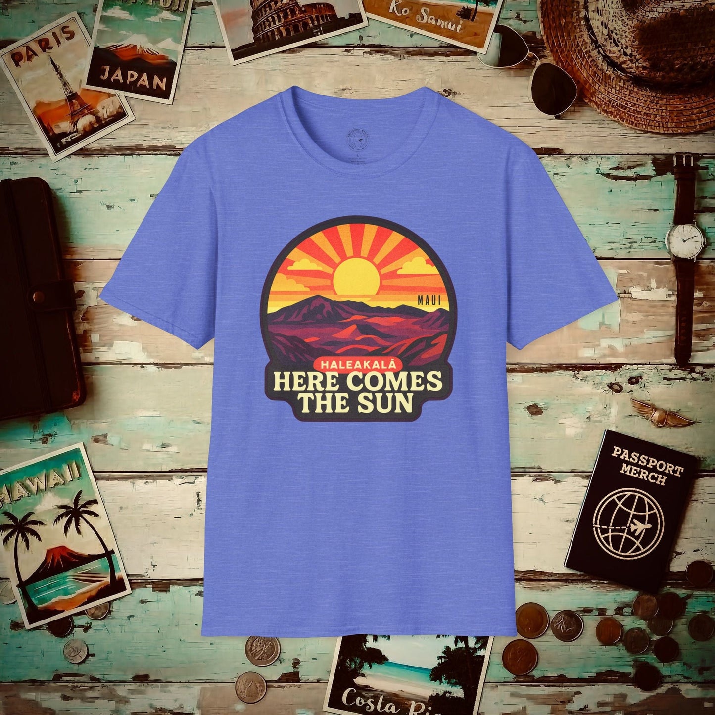 Here Comes the Sun, Haleakala, Maui, Hawaii T-Shirt Heather Royal / S