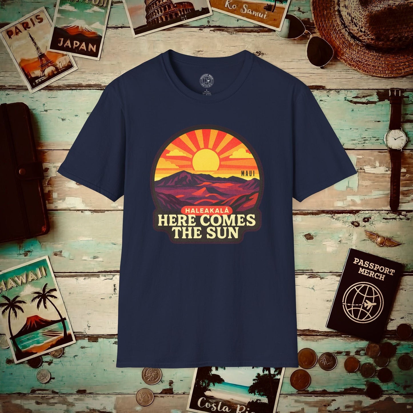 Here Comes the Sun, Haleakala, Maui, Hawaii T-Shirt Navy / S