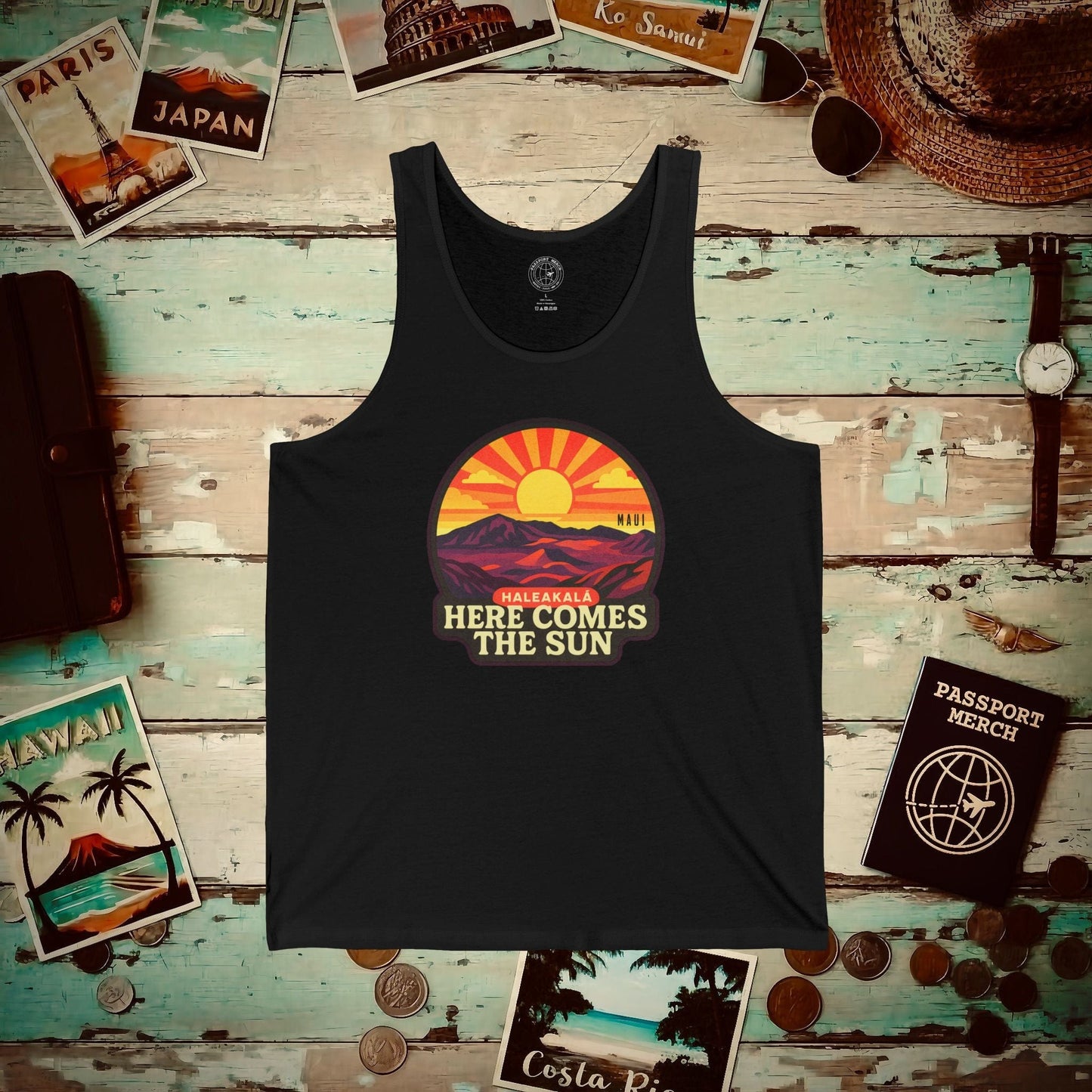 Here Comes the Sun, Haleakala, Maui, Hawaii Tank Top Black / XS