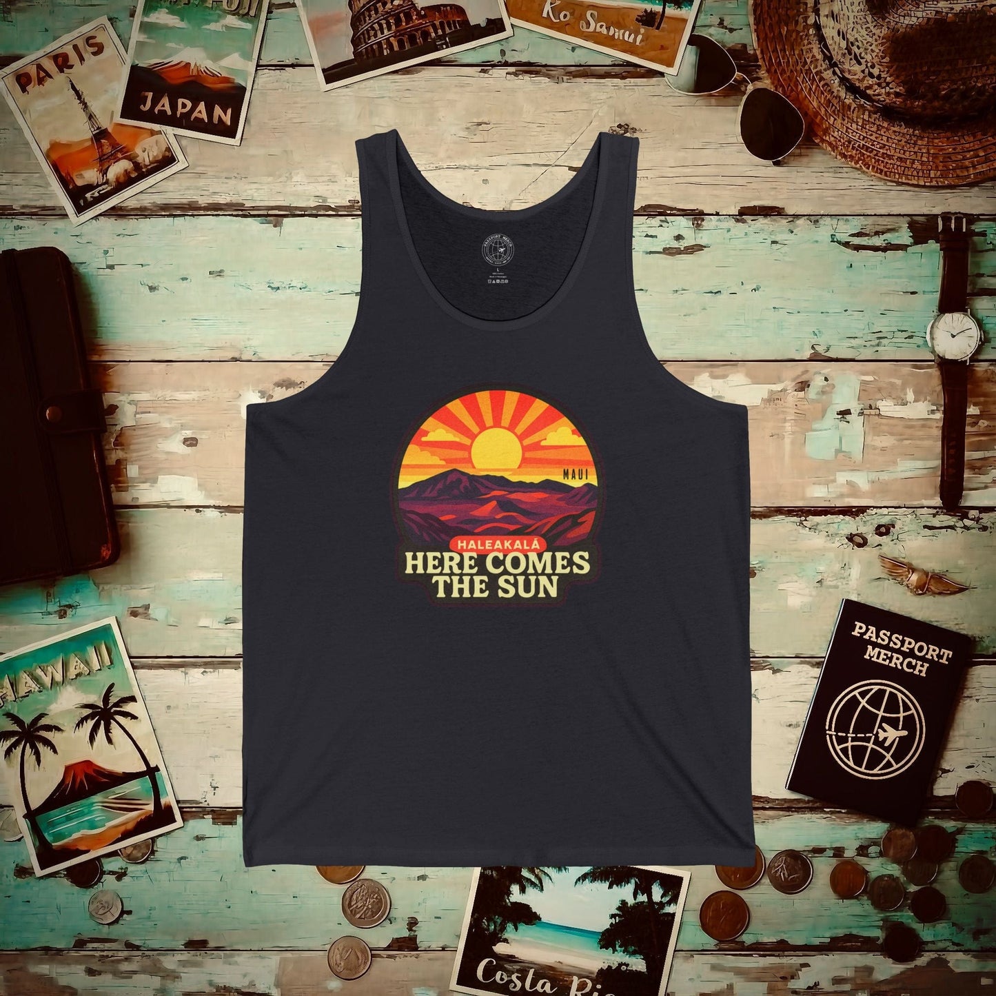 Here Comes the Sun, Haleakala, Maui, Hawaii Tank Top Dark Grey / XS