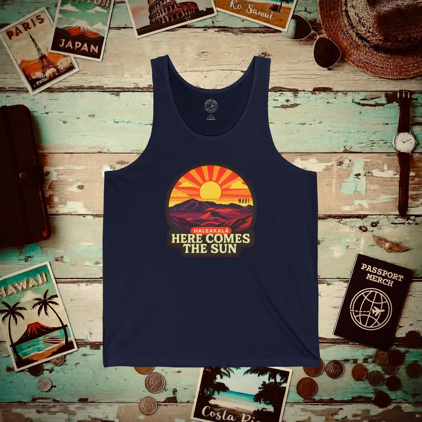Here Comes the Sun, Haleakala, Maui, Hawaii Tank Top Navy / XS