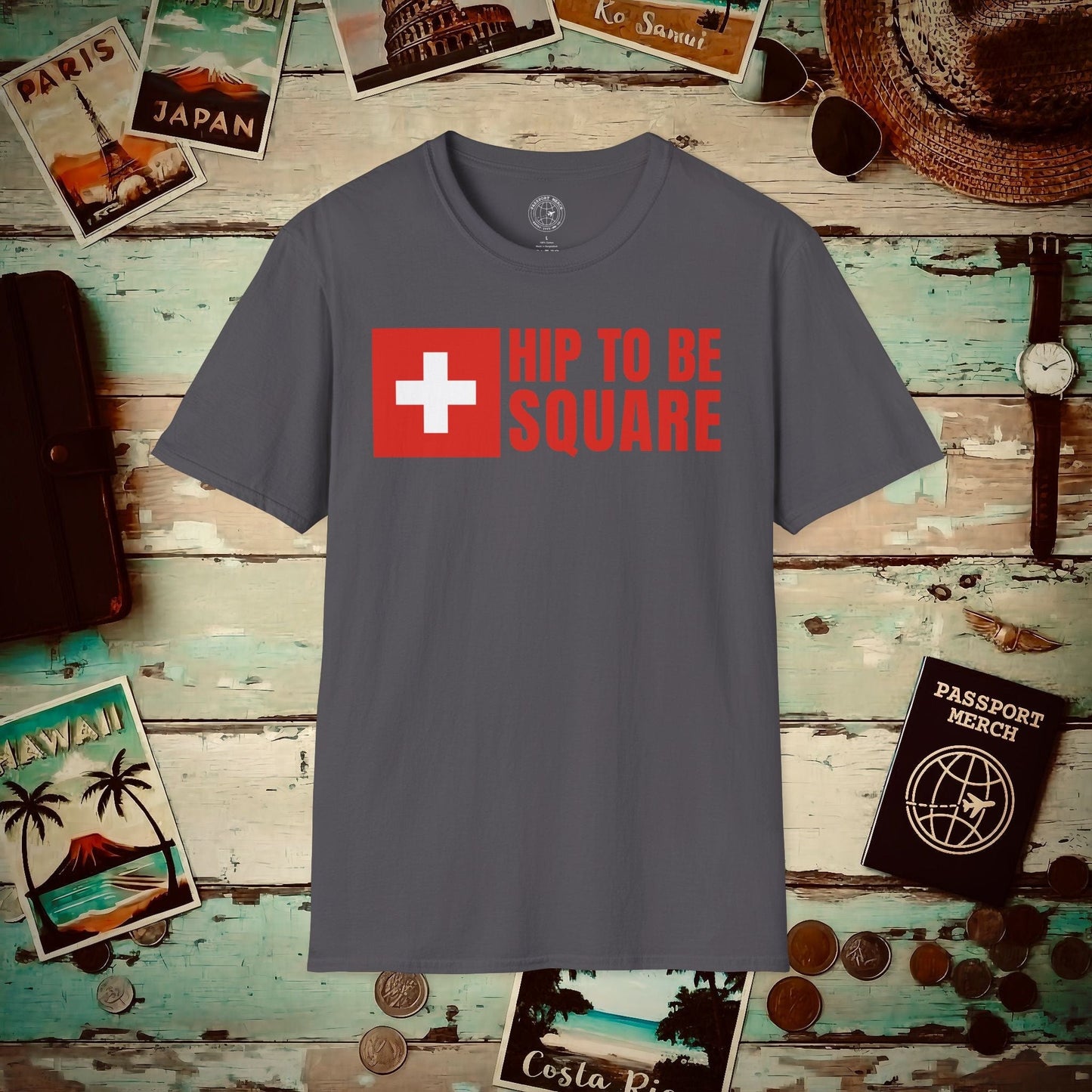 Hip To Be Square, Switzerland Flag T-Shirt Charcoal / S